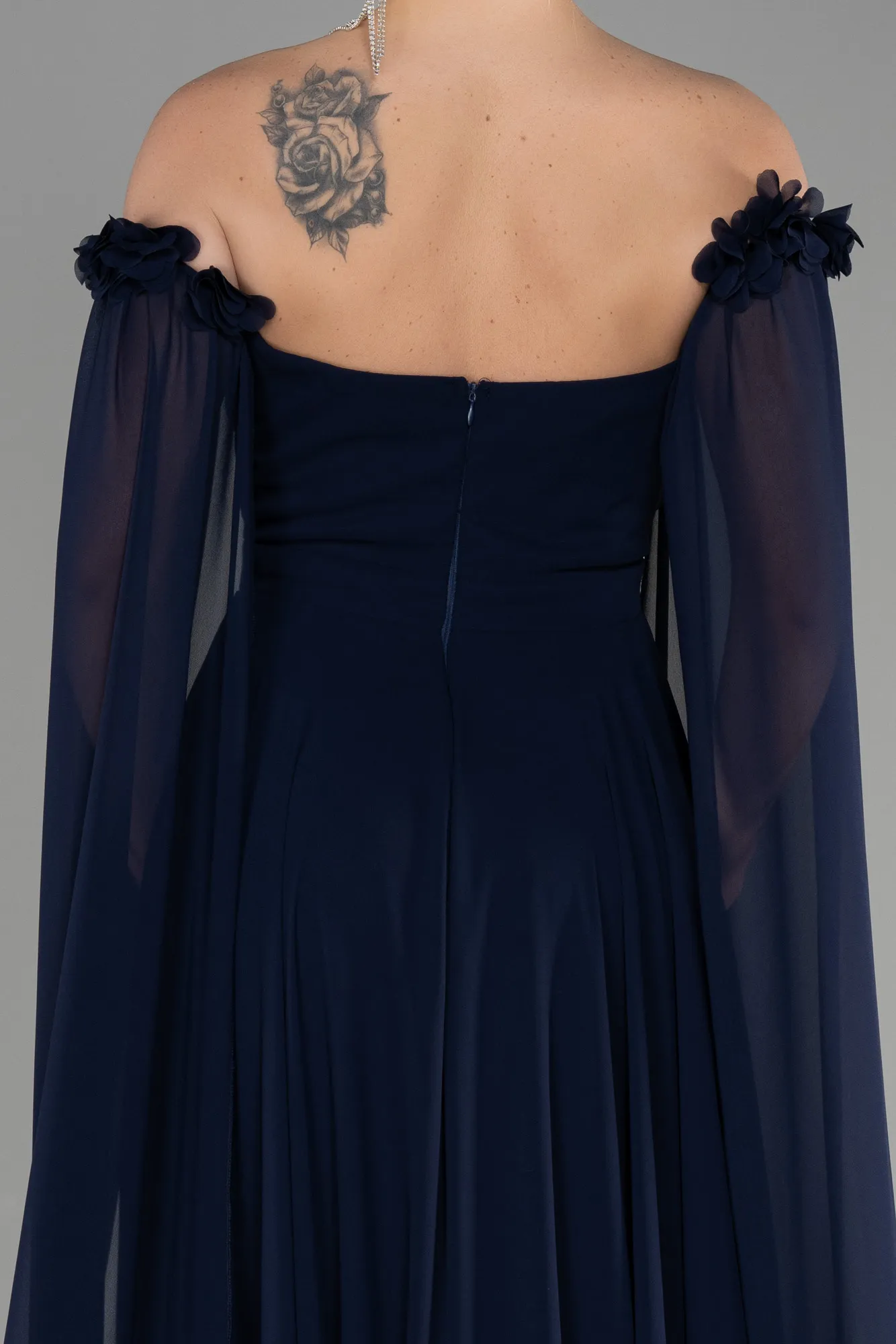 Navy Blue-Long Chiffon Evening Dress ABU3462