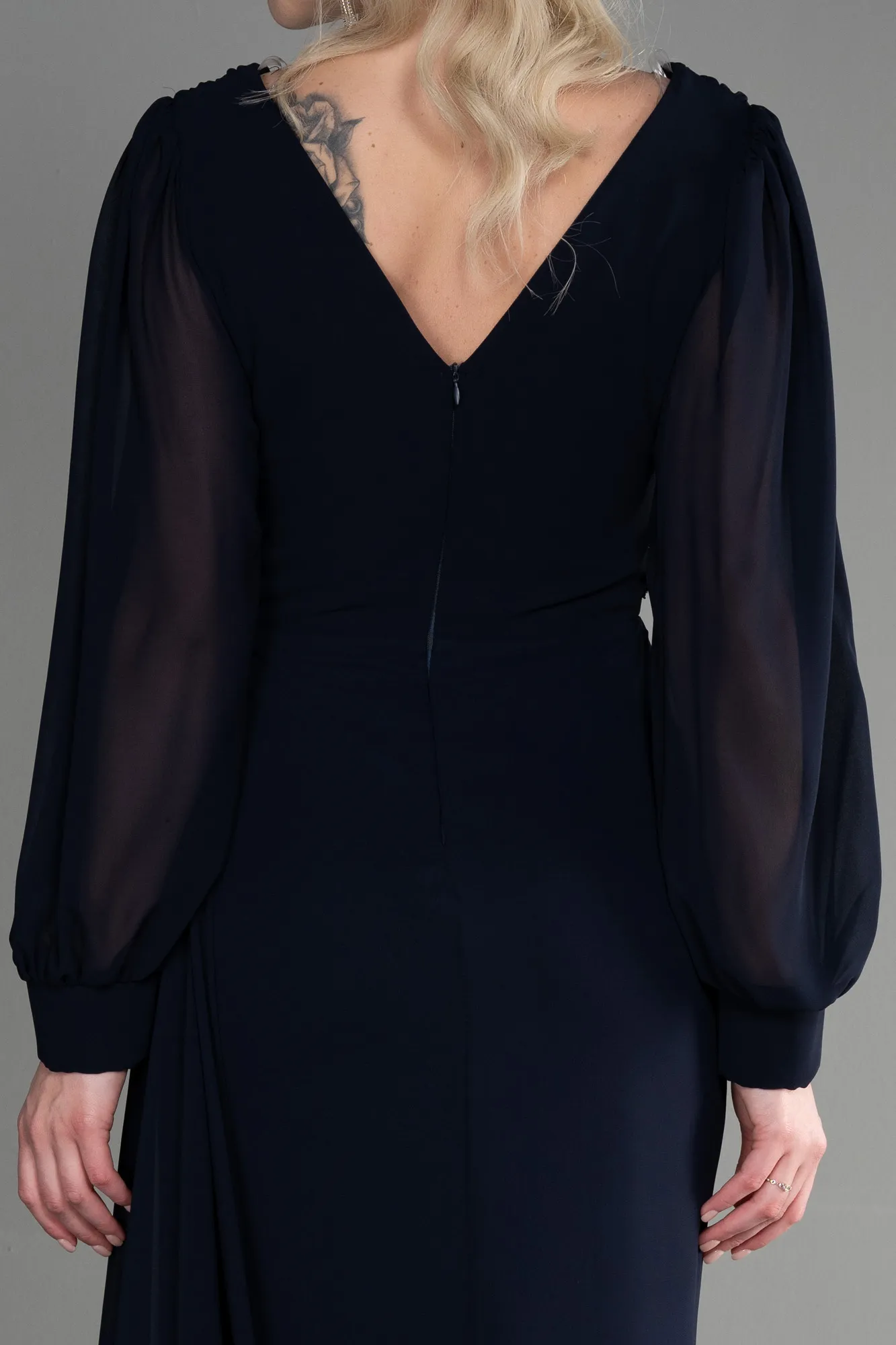 Navy Blue-Long Chiffon Evening Dress ABU3627