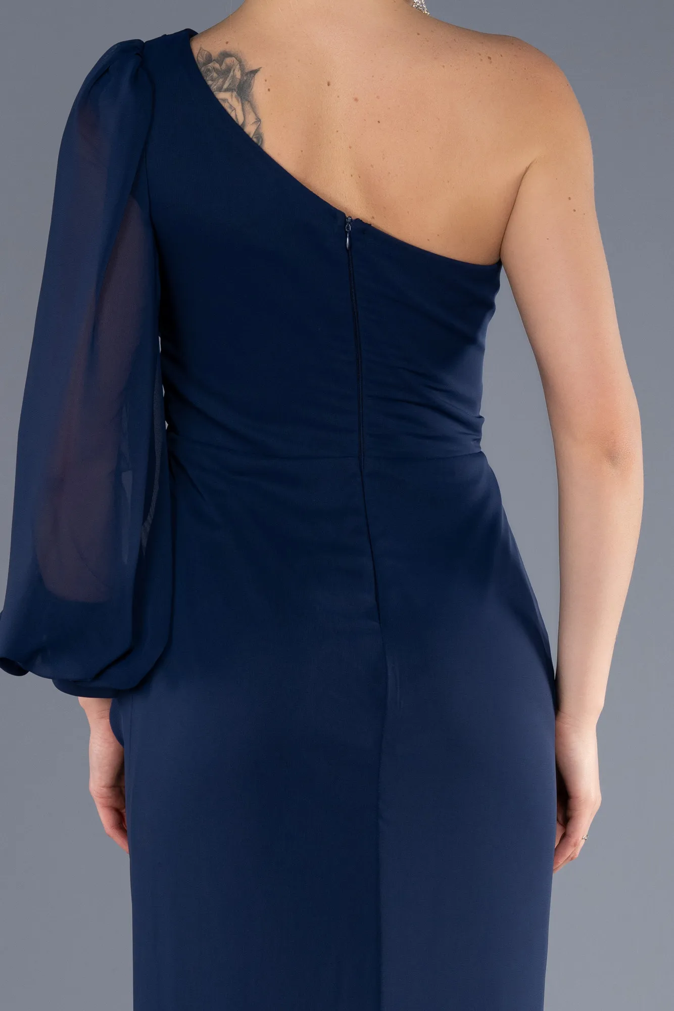 Navy Blue-Long Chiffon Evening Dress ABU3677