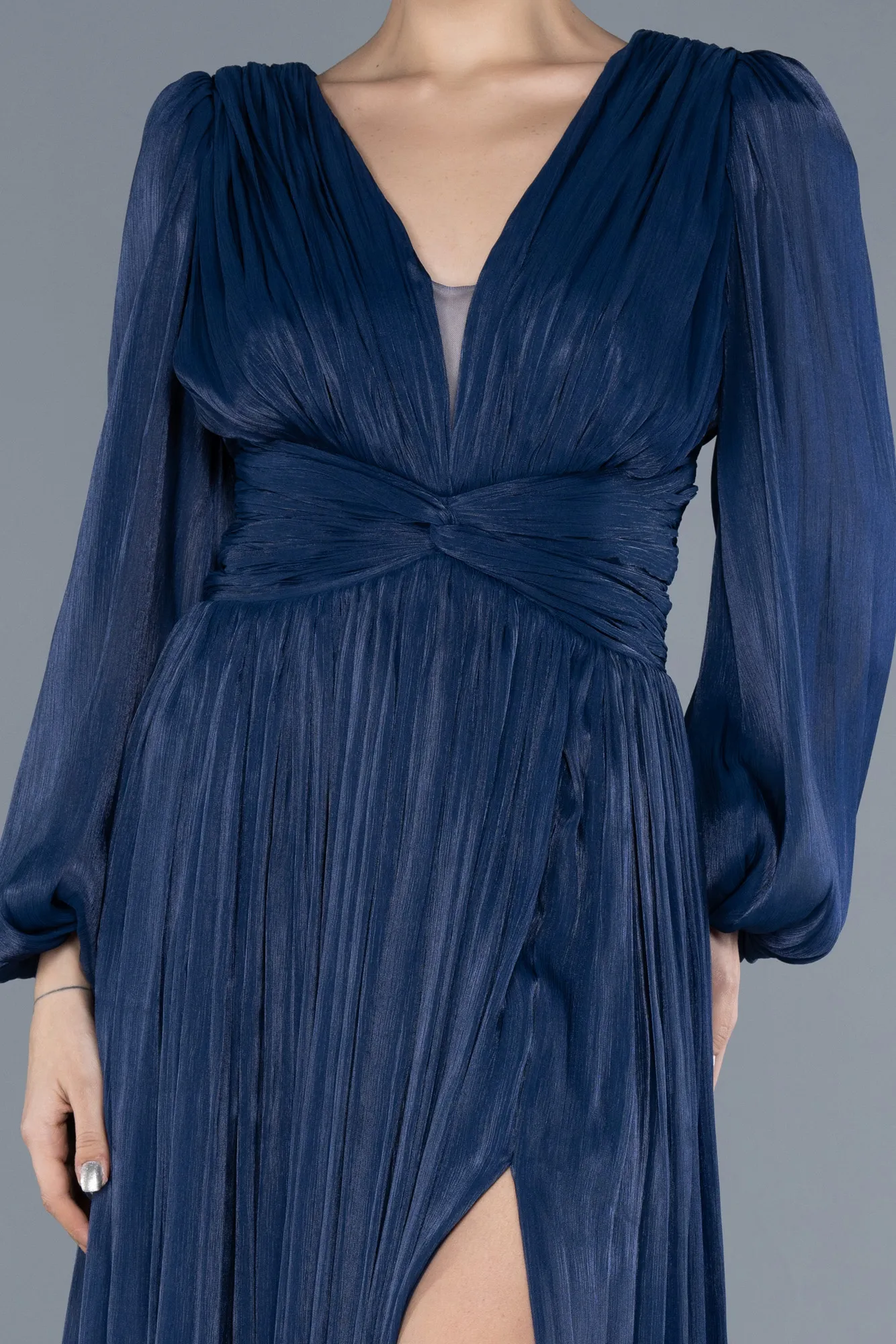 Navy Blue-Long Chiffon Evening Dress ABU4622