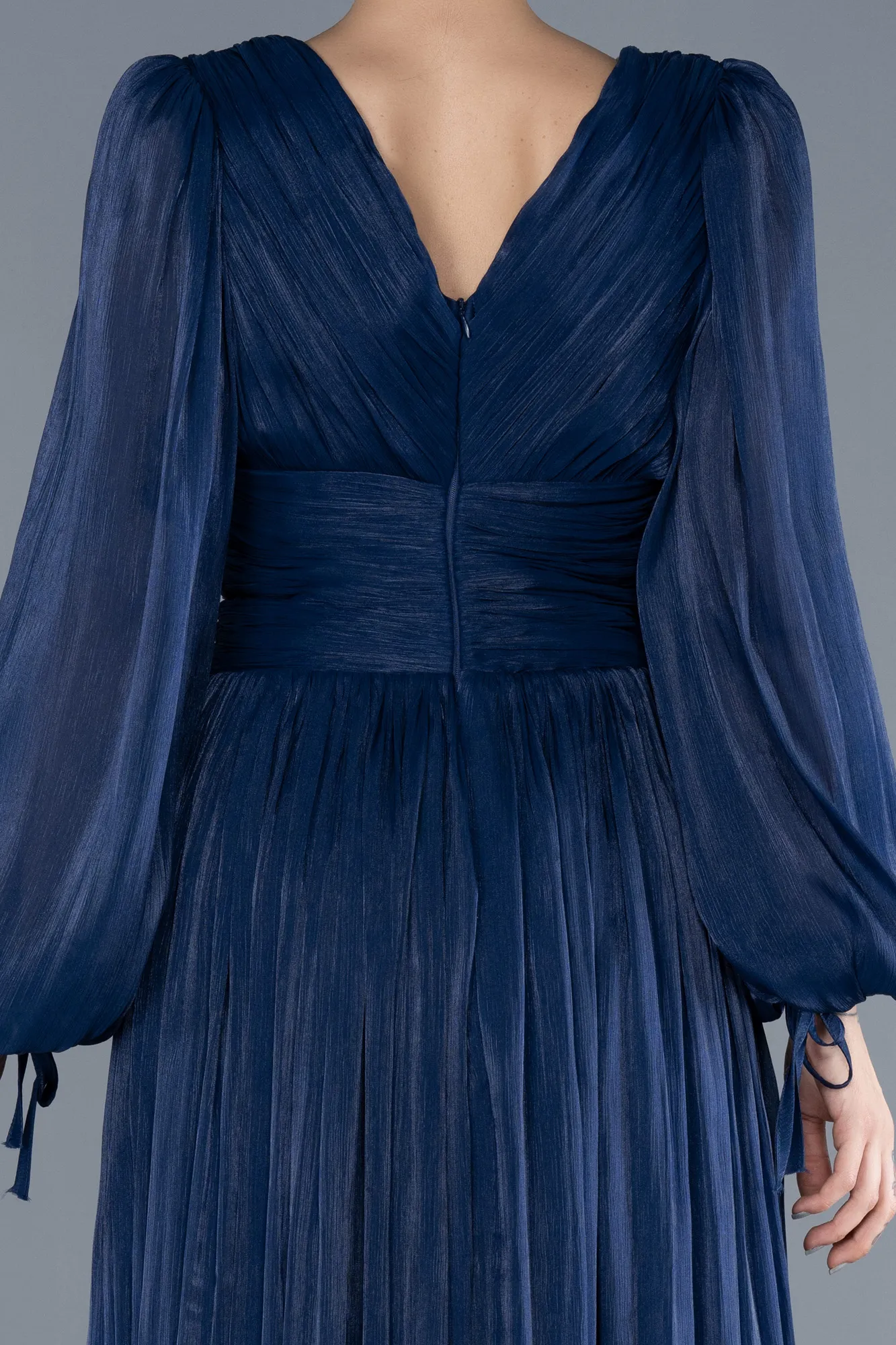 Navy Blue-Long Chiffon Evening Dress ABU4622