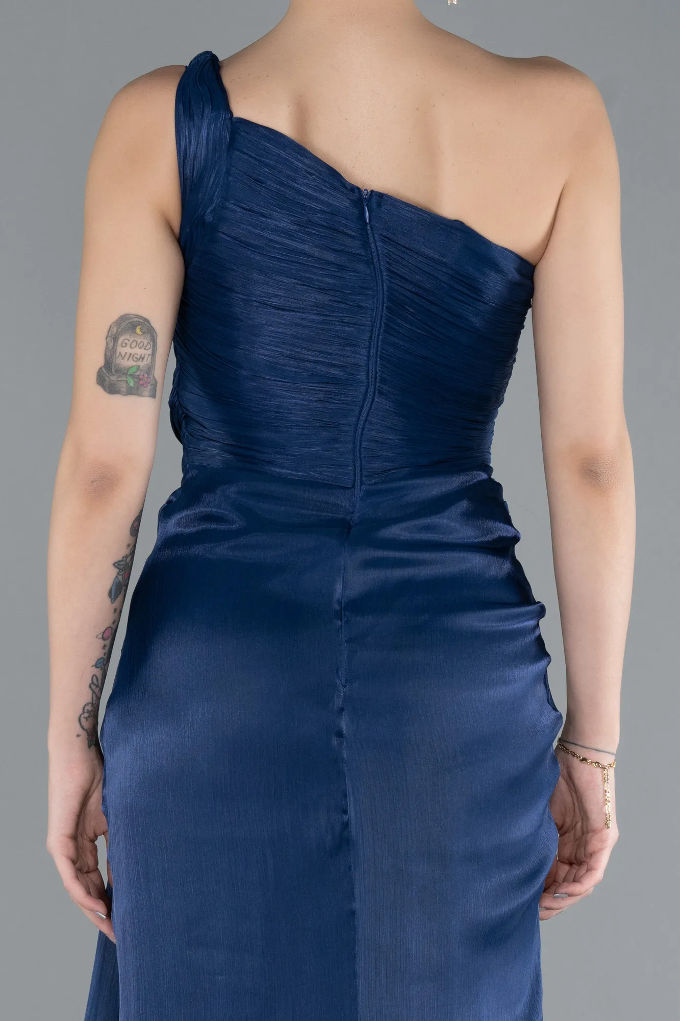 Navy Blue-Long Chiffon Evening Dress ABU4625