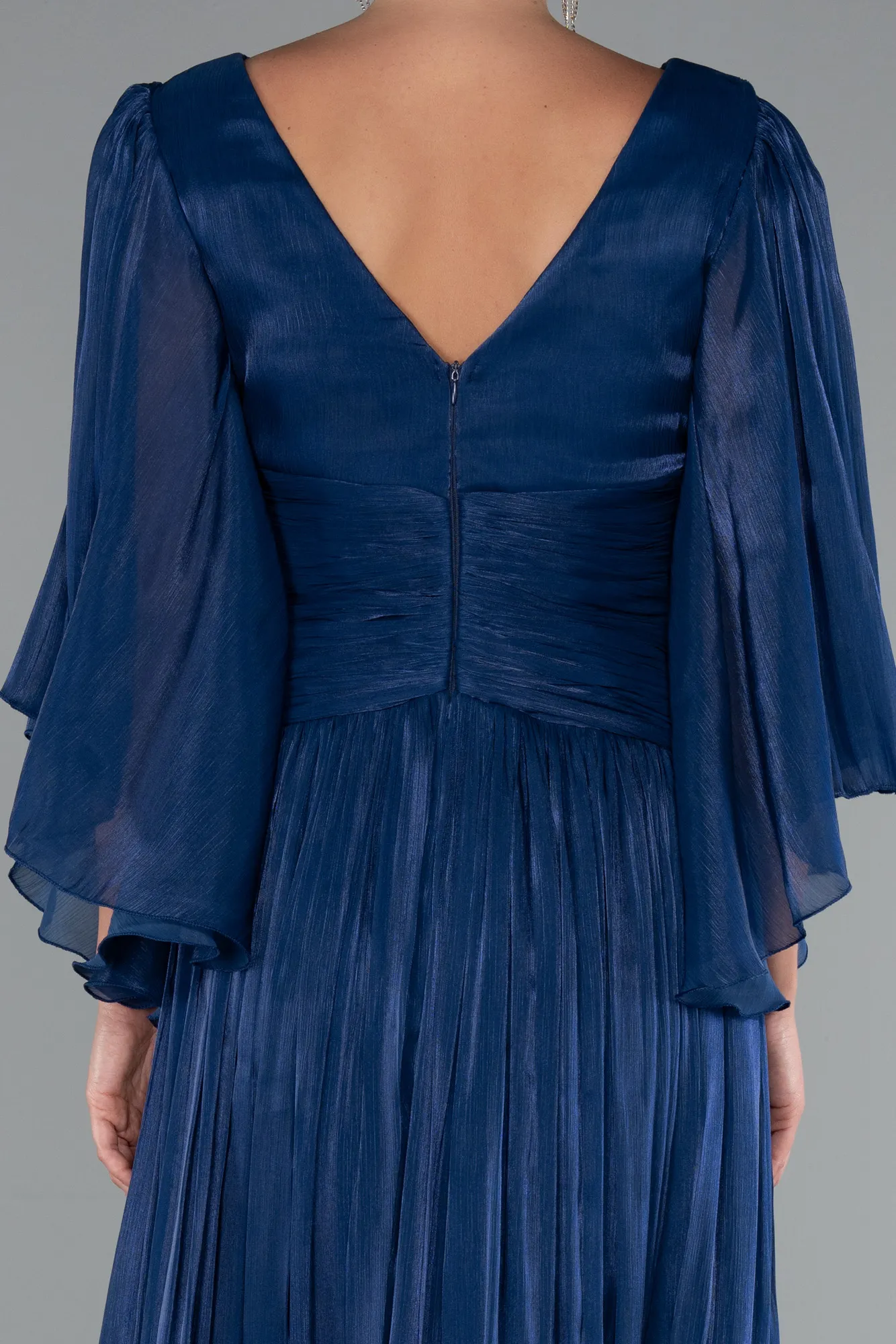 Navy Blue-Long Chiffon Evening Dress ABU5046