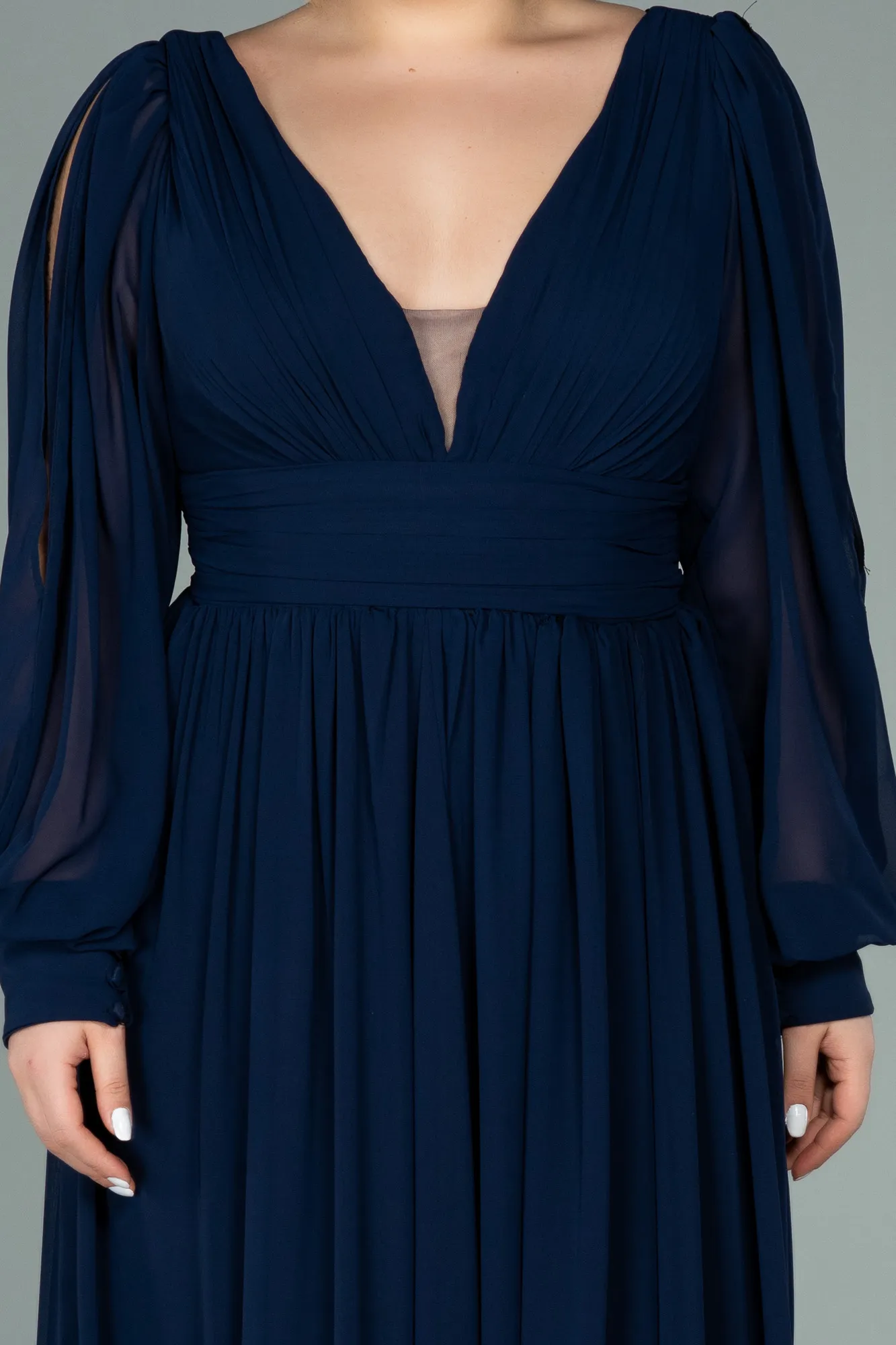 Navy Blue-Long Chiffon Oversized Evening Dress ABU1988