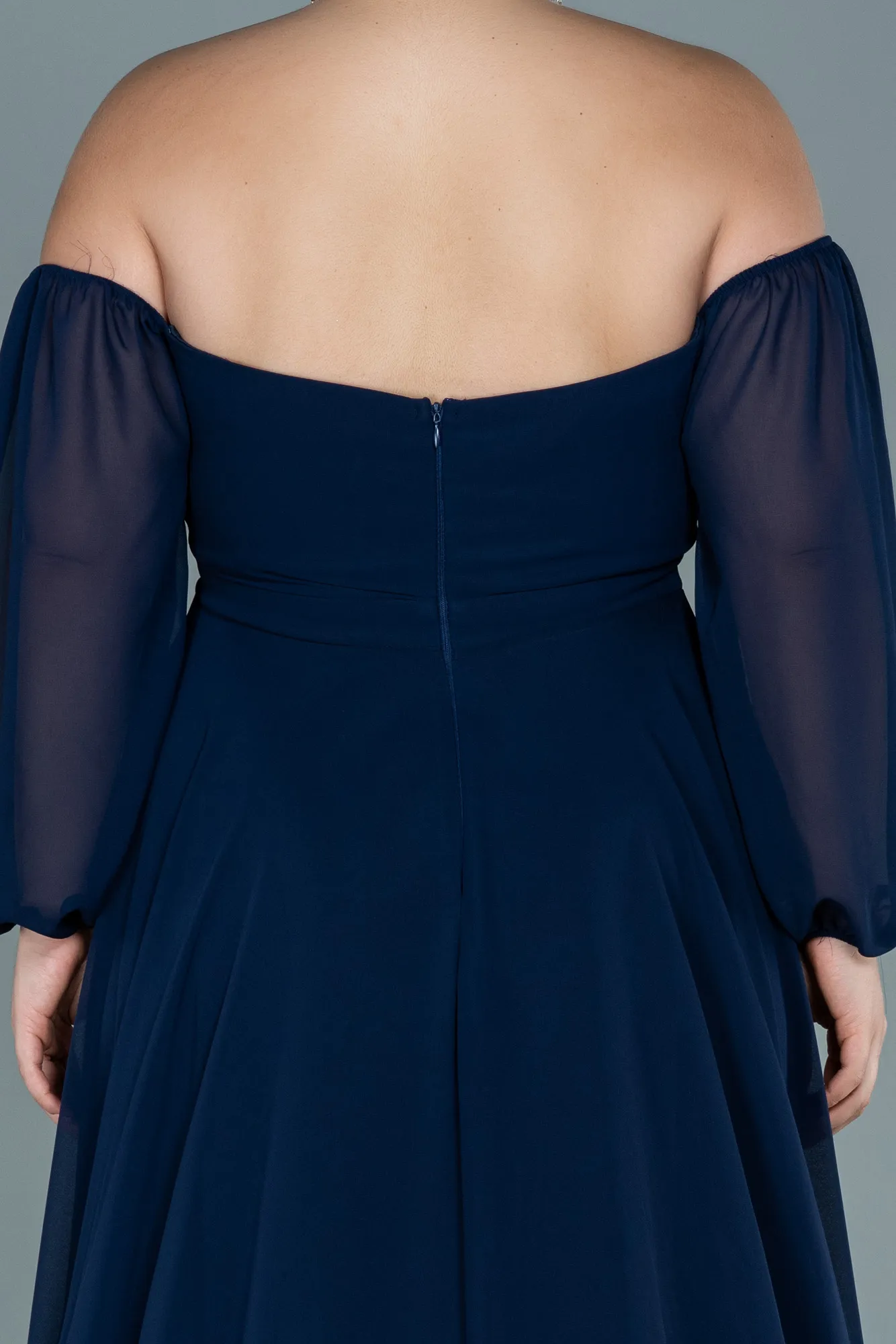 Navy Blue-Long Chiffon Oversized Evening Dress ABU2597