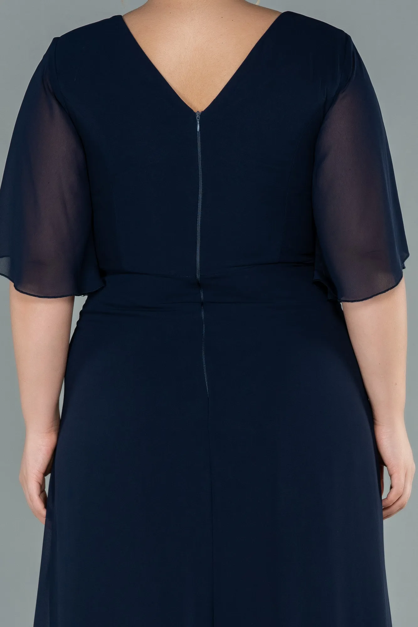 Navy Blue-Long Chiffon Oversized Evening Dress ABU2748