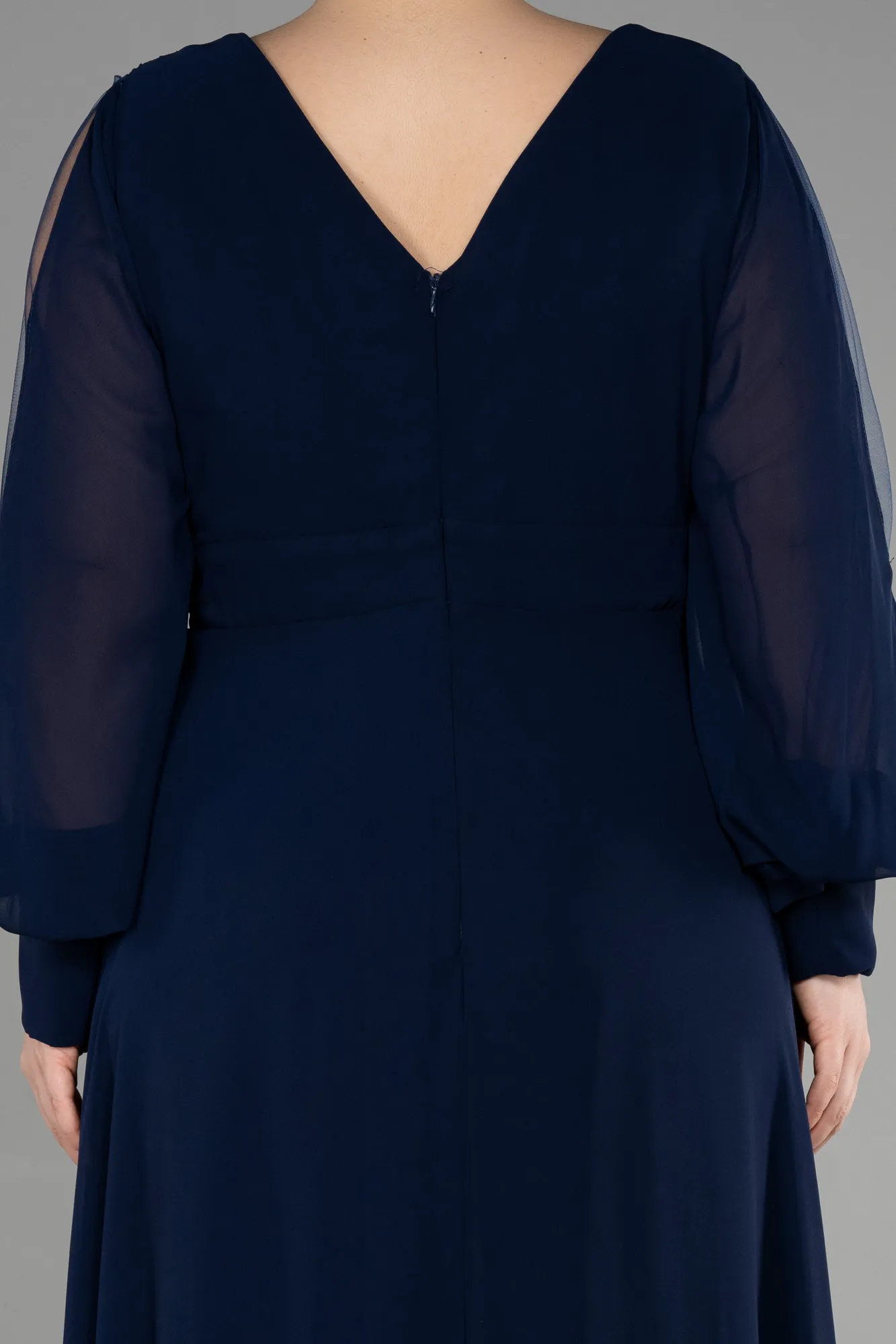 Navy Blue-Long Chiffon Plus Size Evening Dress ABU3644