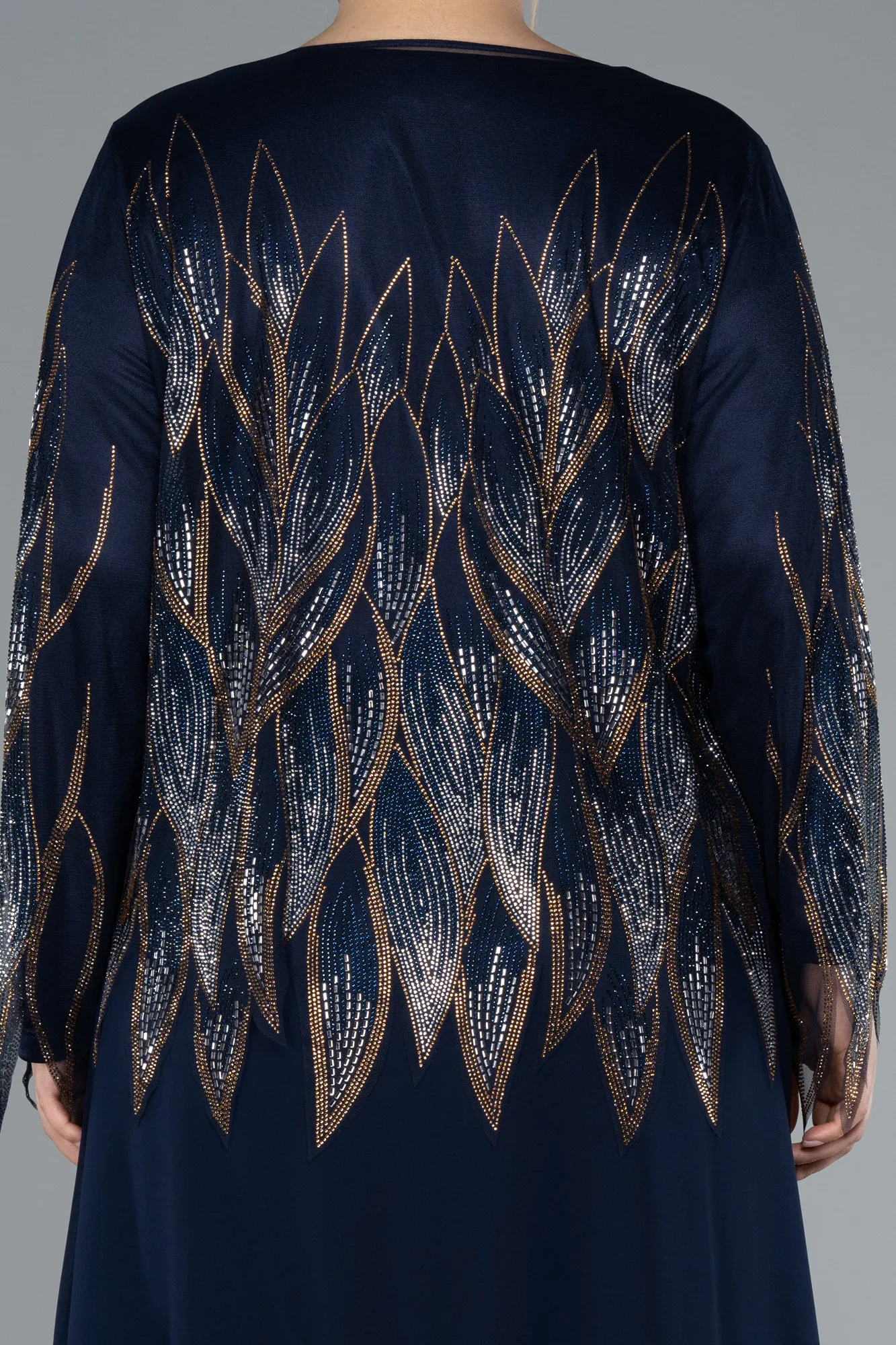 Navy Blue-Long Chiffon Plus Size Evening Dress ABU4636