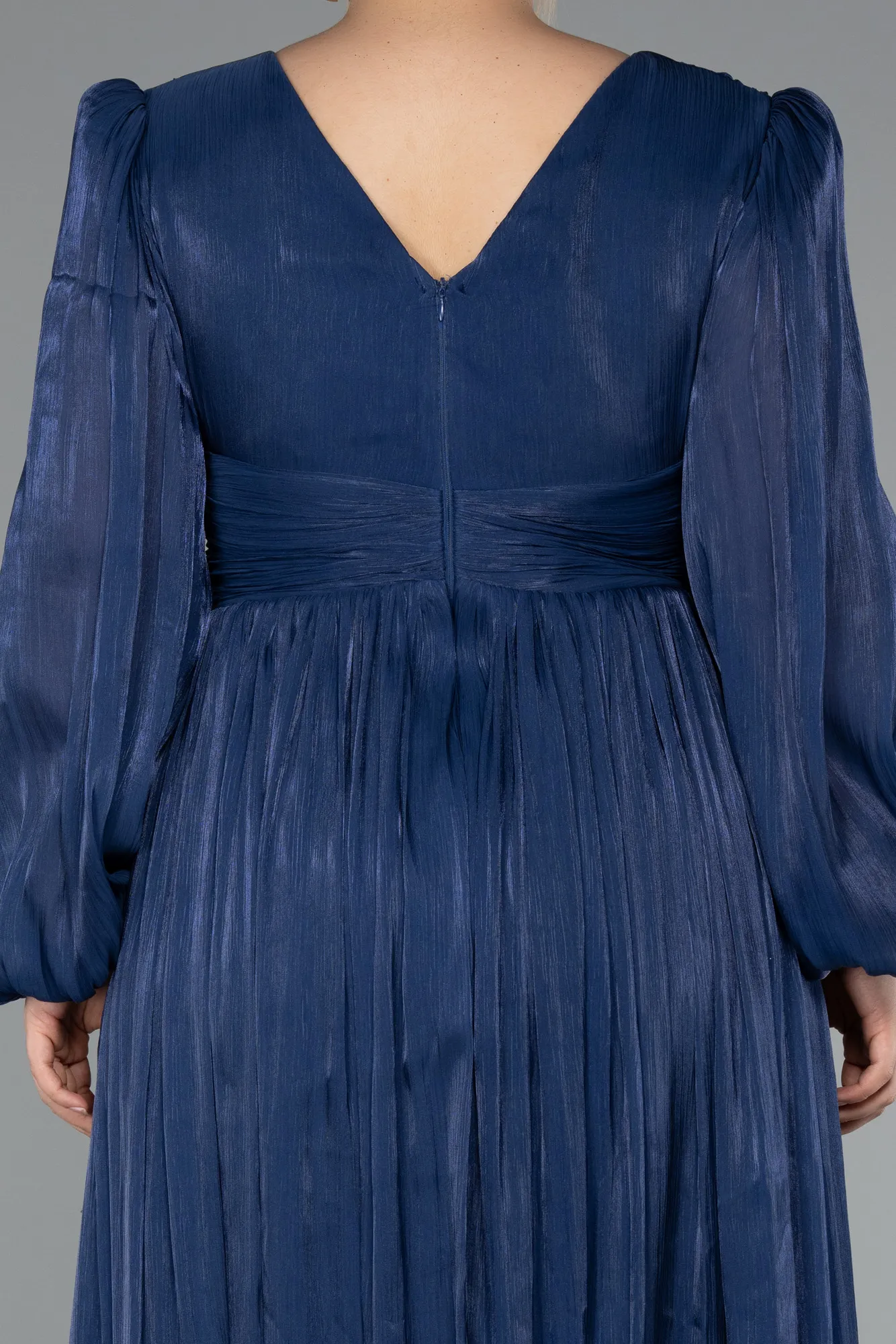 Navy Blue-Long Chiffon Plus Size Evening Dress ABU5160