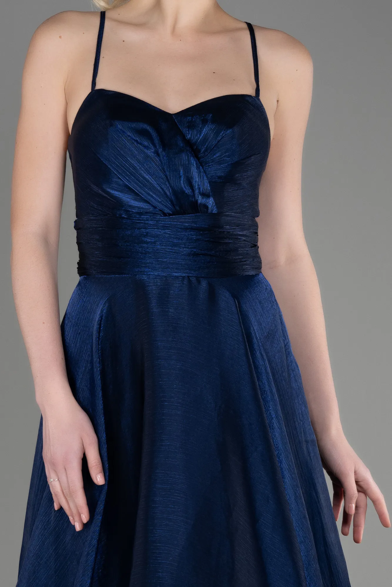 Navy Blue-Long Chiffon Prom Gown ABU3771