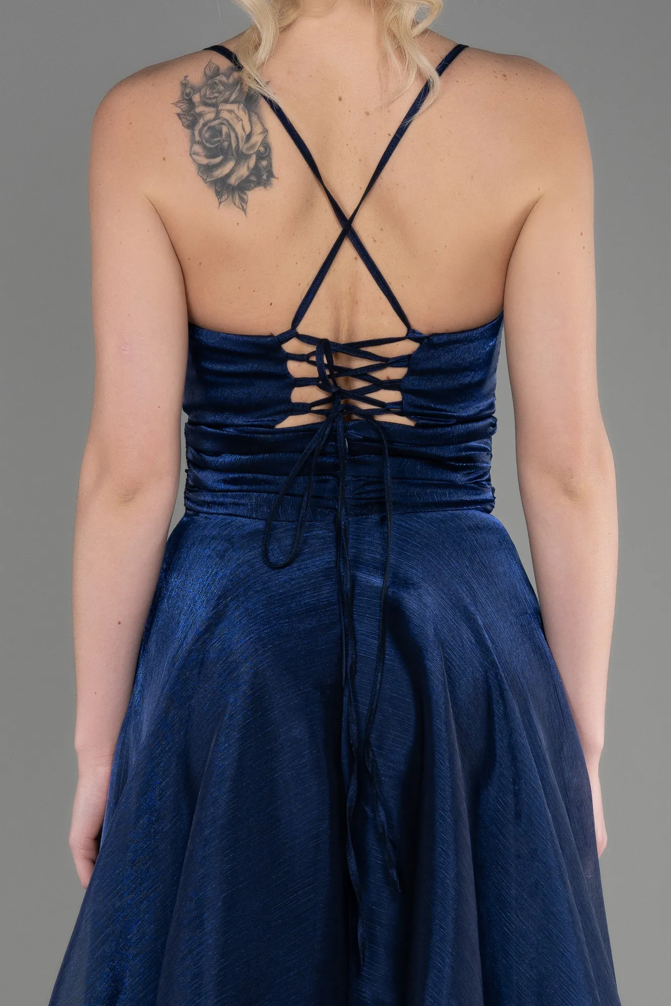 Navy Blue-Long Chiffon Prom Gown ABU3771