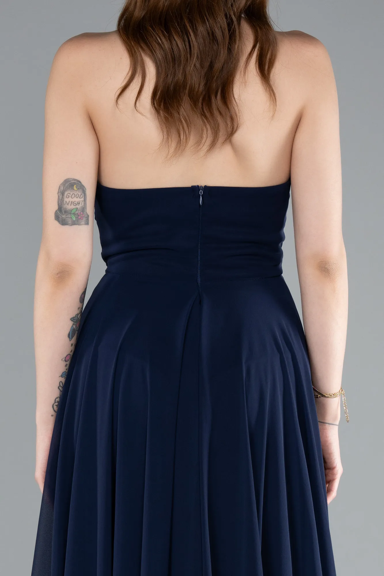 Navy Blue-Long Chiffon Prom Gown ABU4966