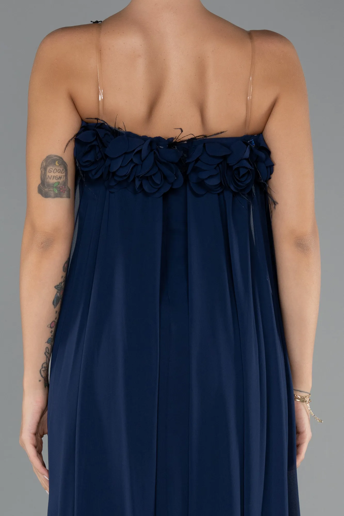 Navy Blue-Long Chiffon Prom Gown ABU5351