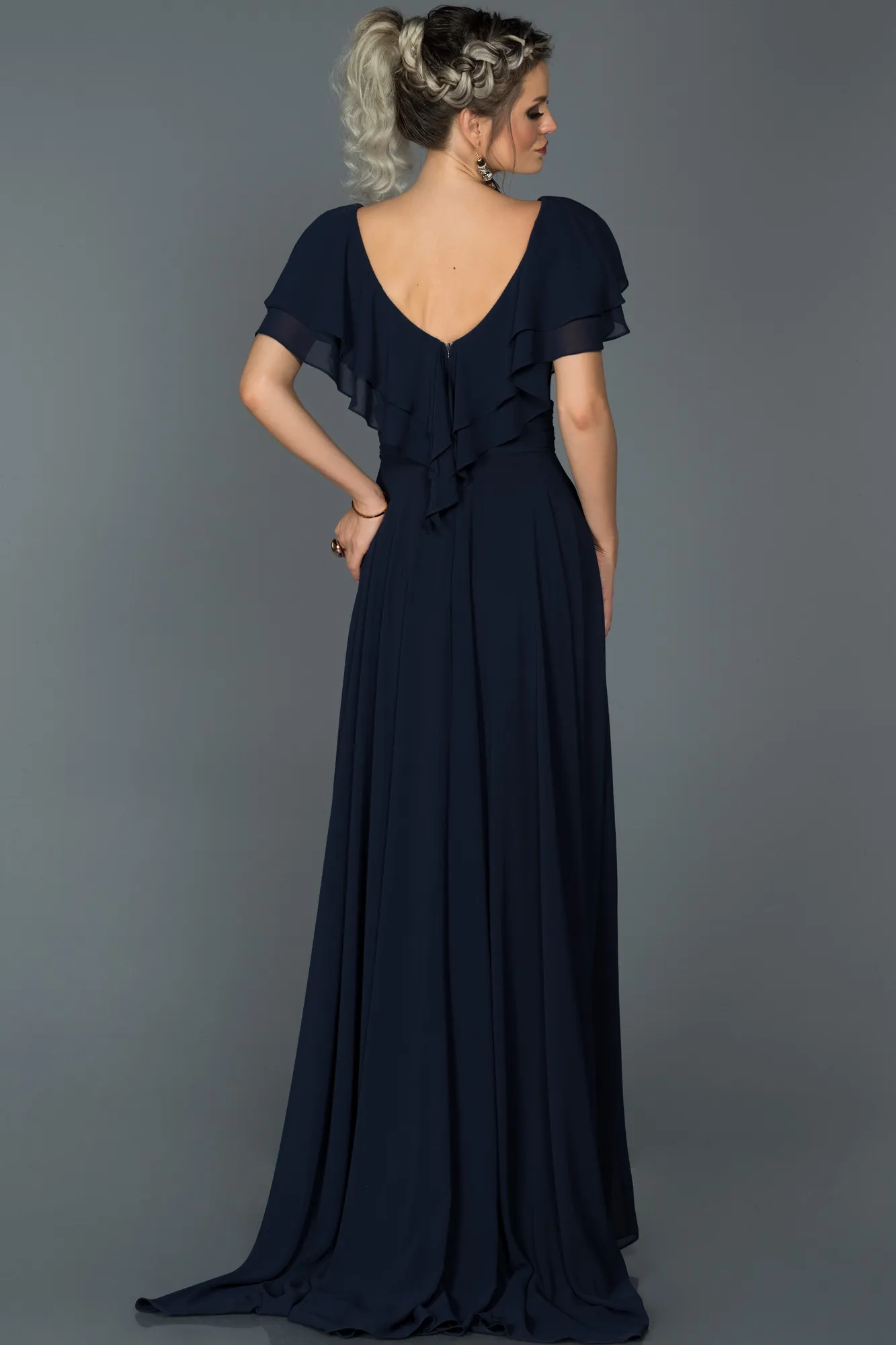 Navy Blue-Long Plus Size Evening Dress ABU032