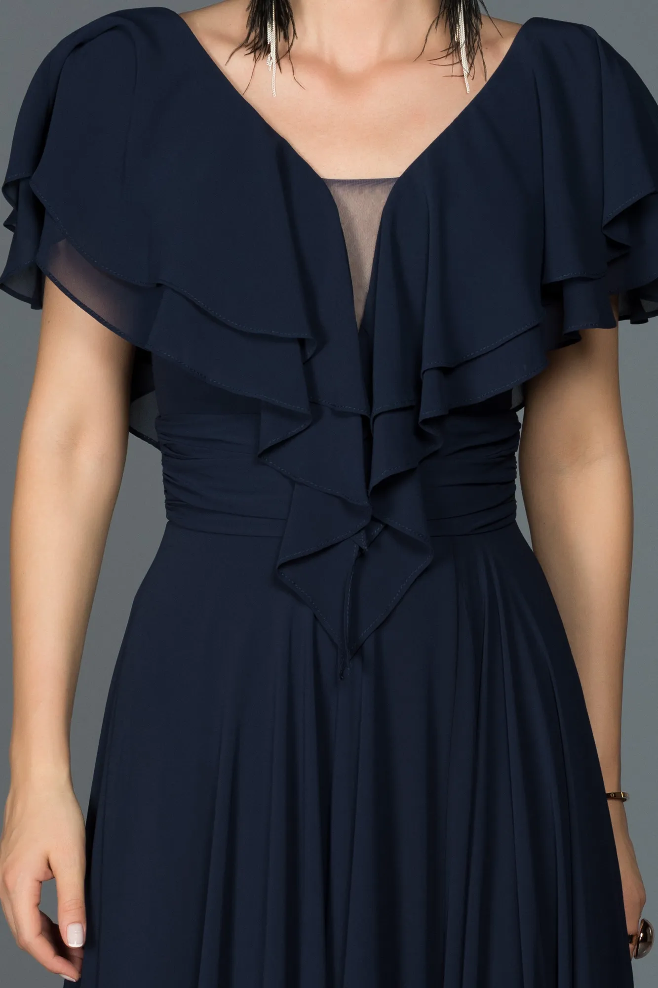 Navy Blue-Long Plus Size Evening Dress ABU032