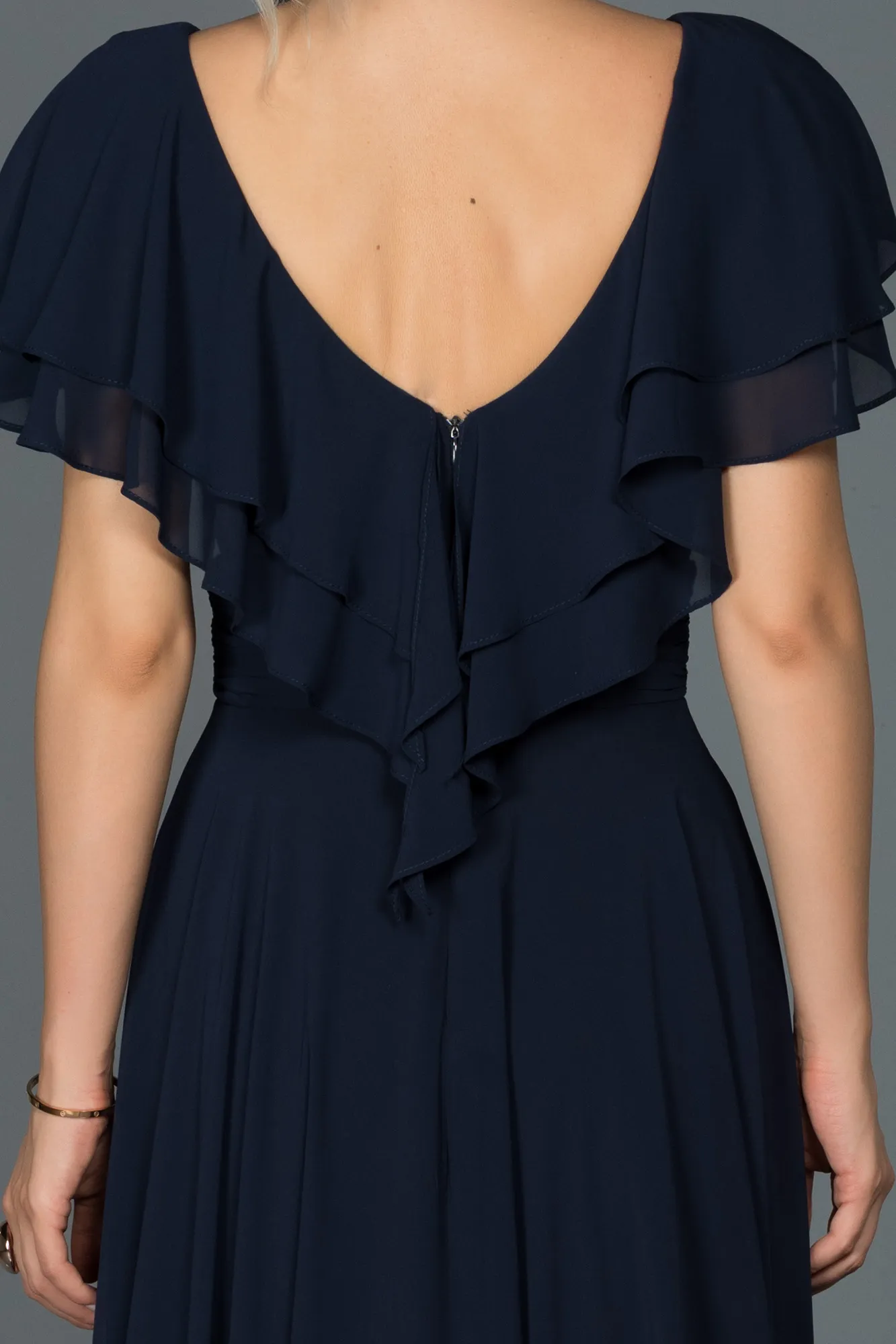 Navy Blue-Long Plus Size Evening Dress ABU032