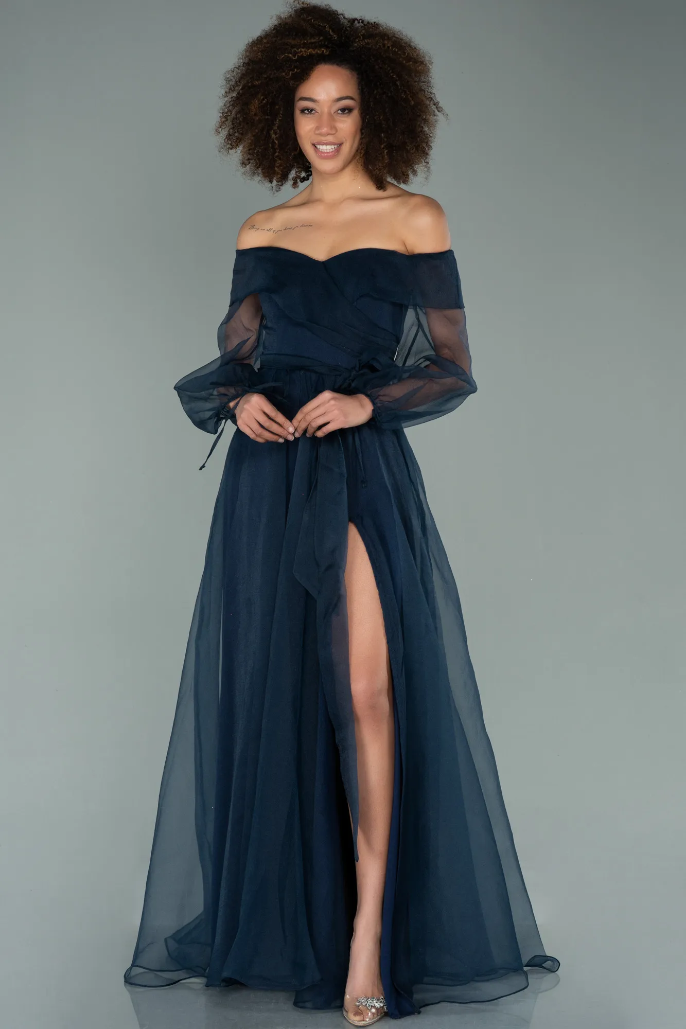 Navy Blue-Long Engagement Dress ABU1468