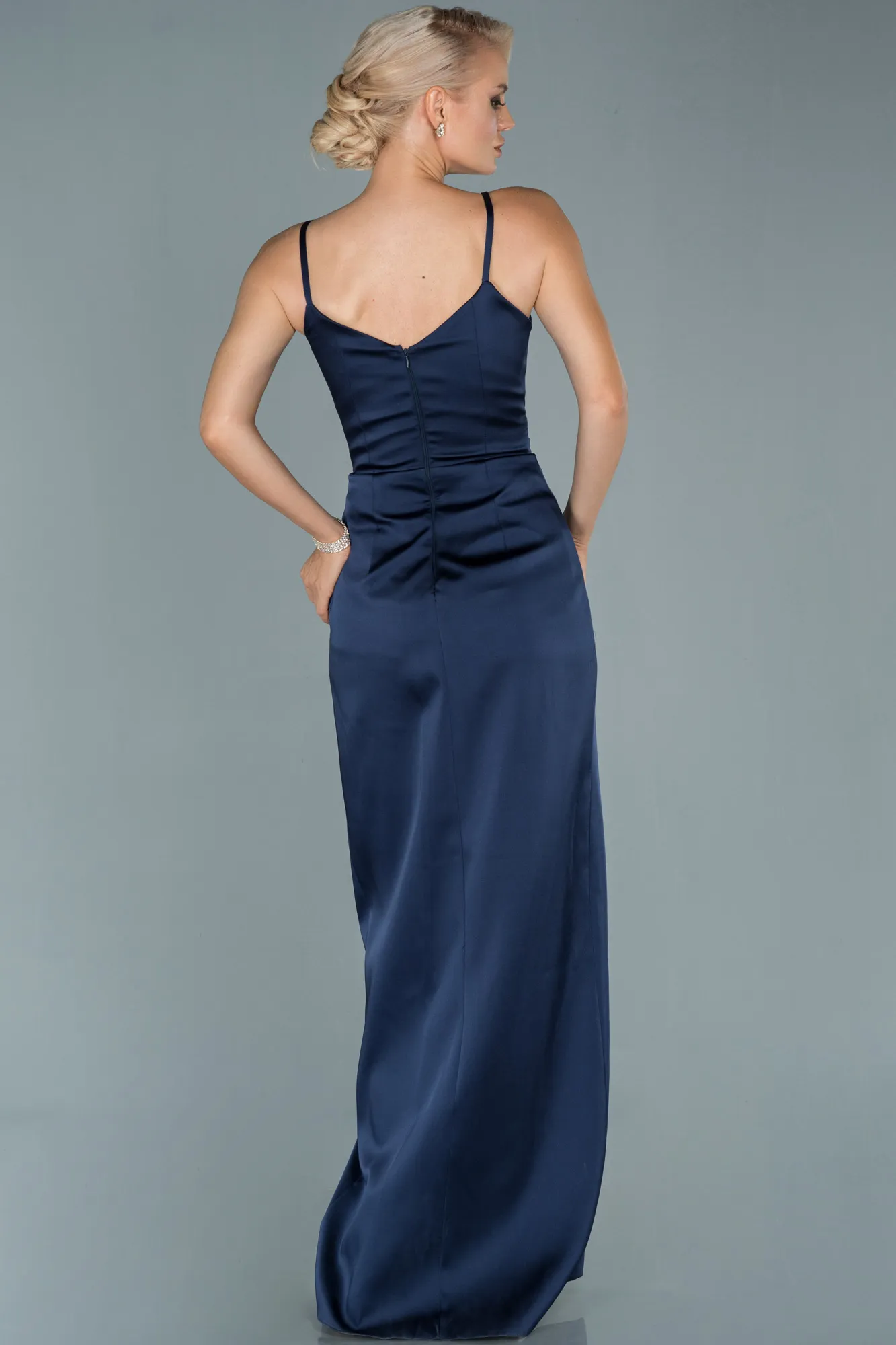 Navy Blue-Long Engagement Dress ABU564