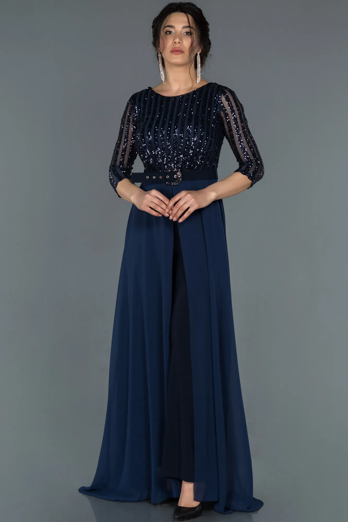 Navy Blue-Long Evening Dress ABT052