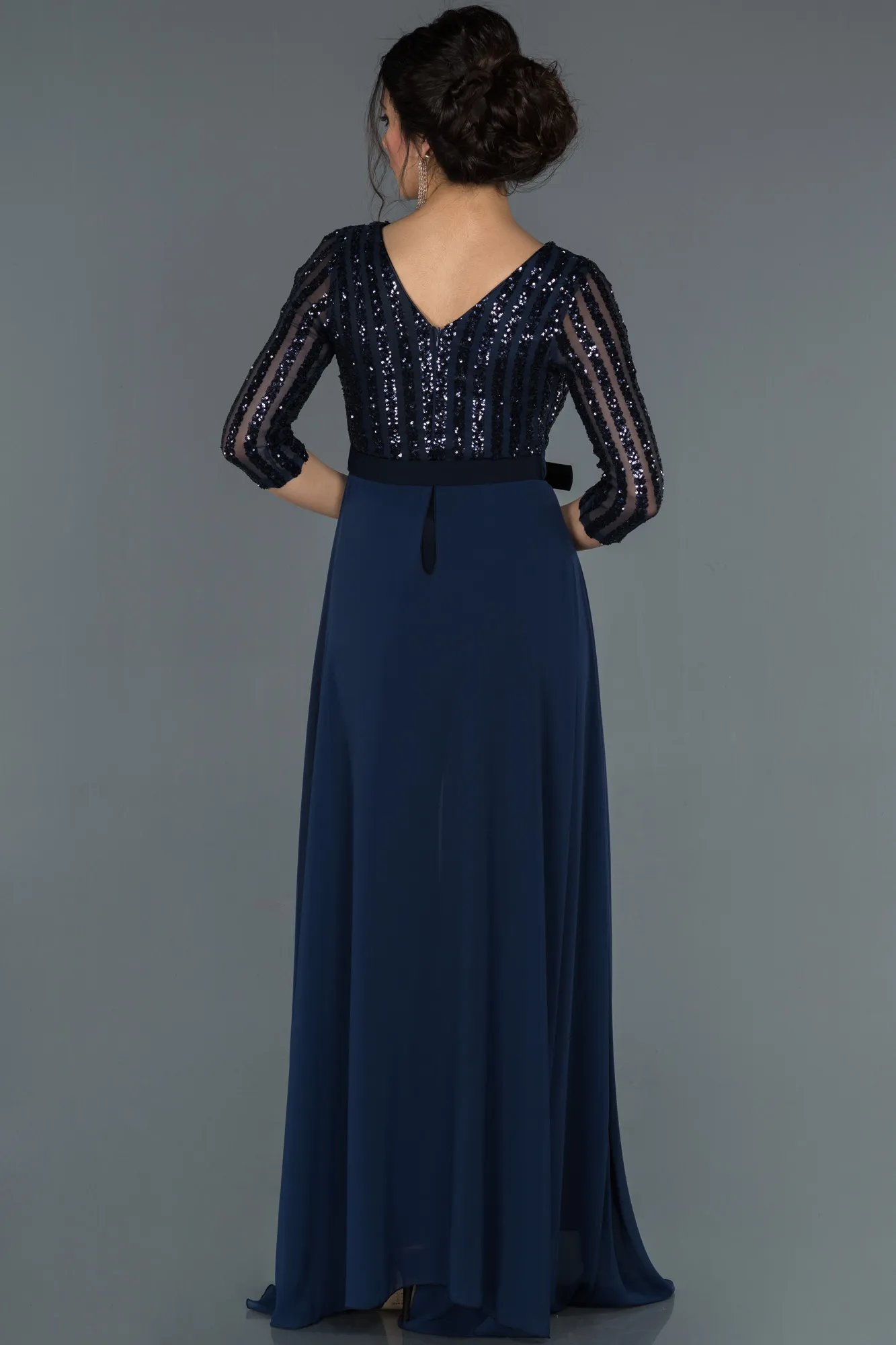 Navy Blue-Long Evening Dress ABT052