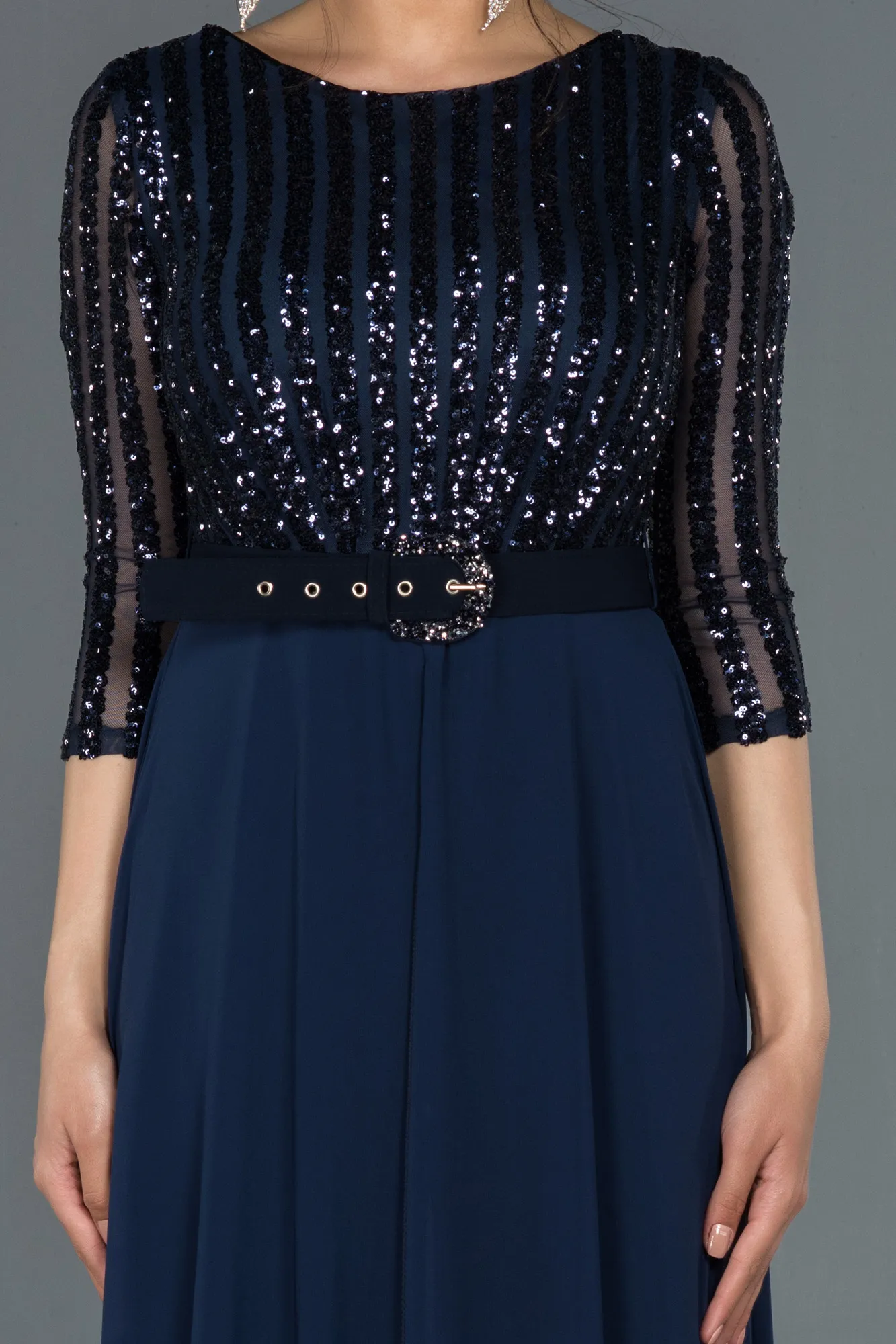 Navy Blue-Long Evening Dress ABT052
