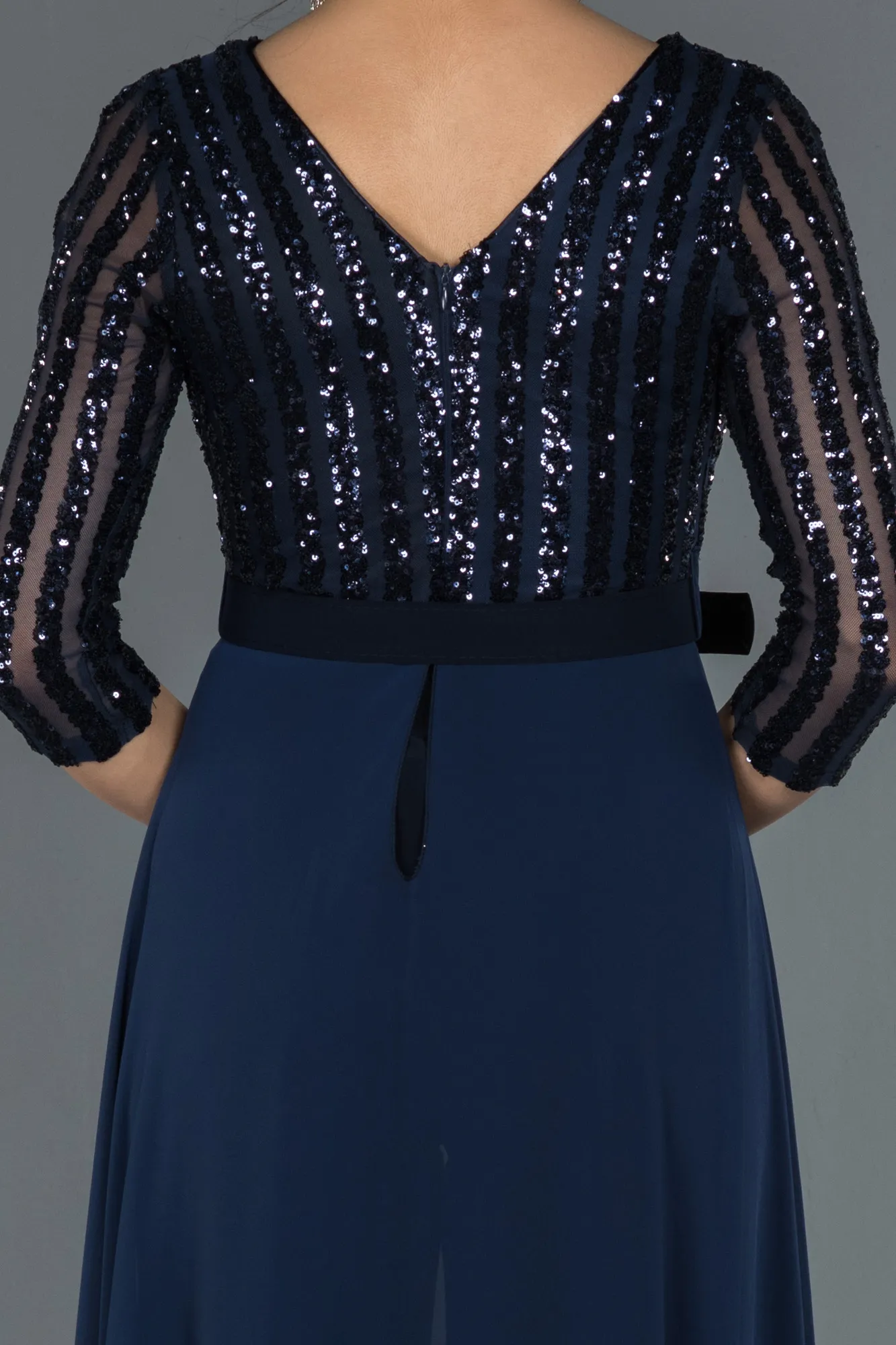 Navy Blue-Long Evening Dress ABT052