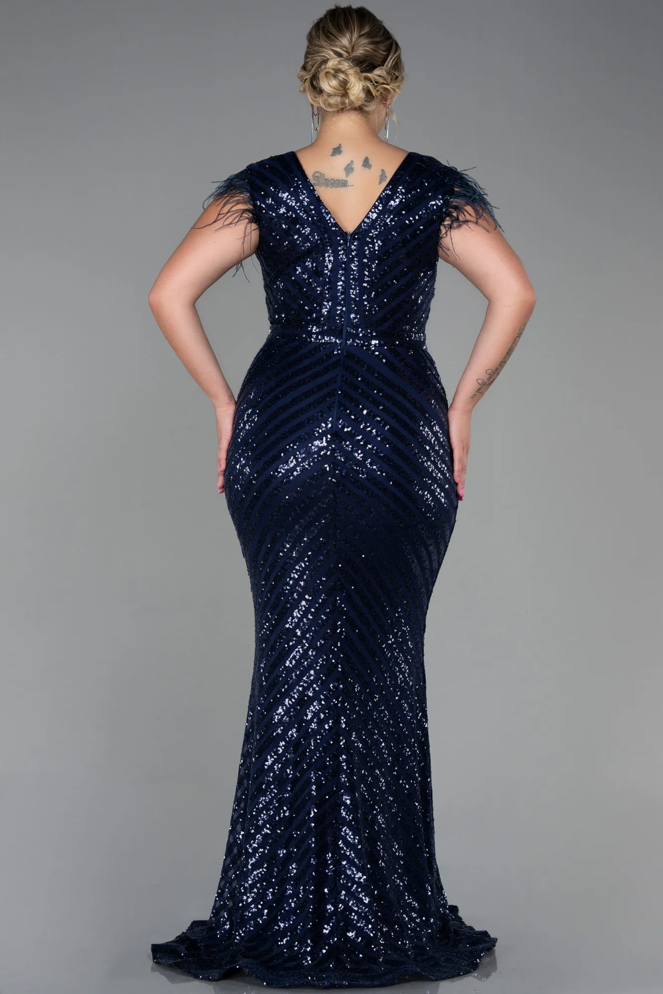 Navy Blue-Long Evening Dress ABU1044