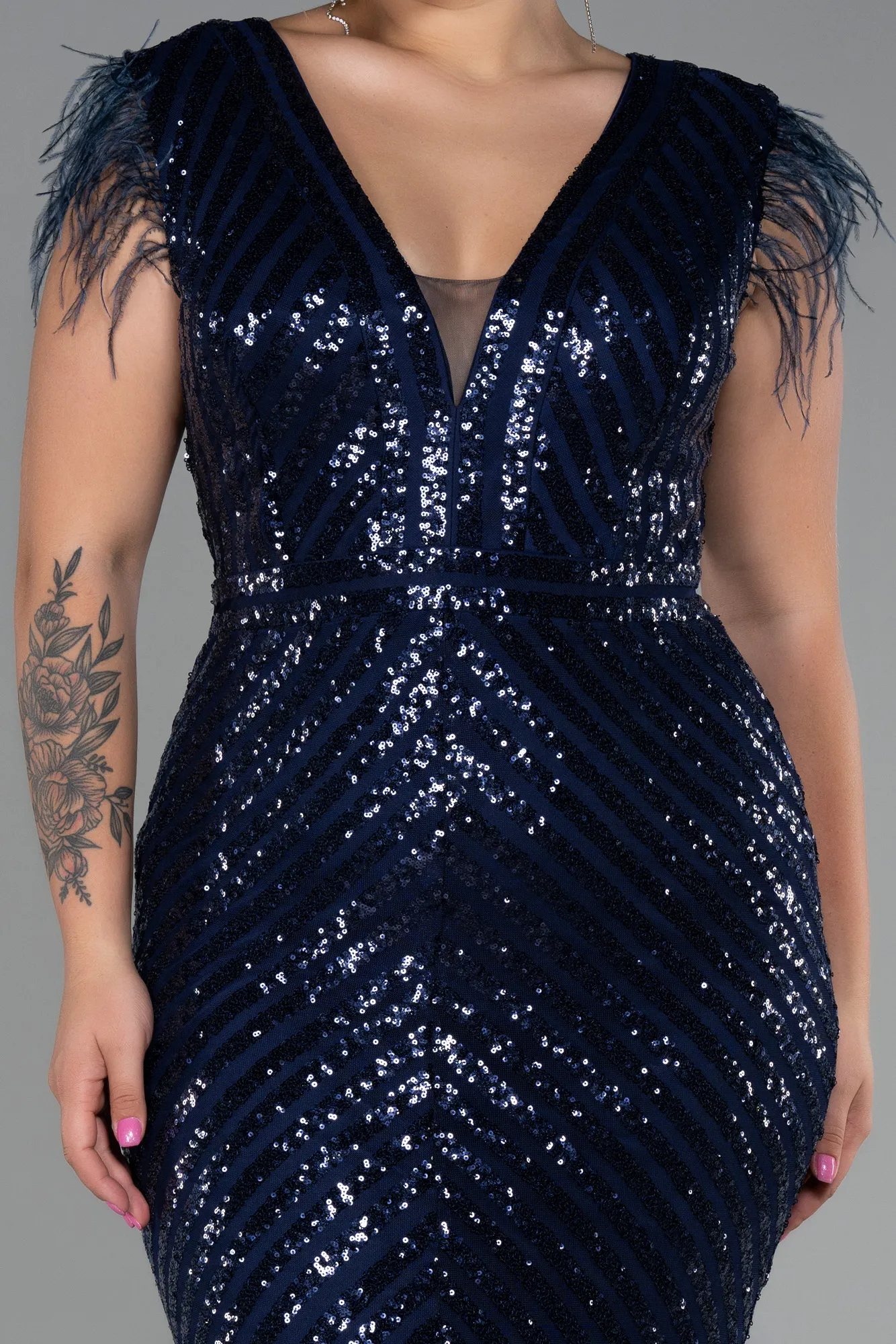 Navy Blue-Long Evening Dress ABU1044