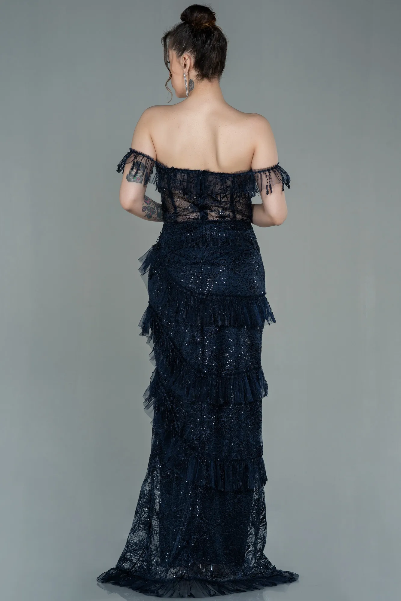 Navy Blue-Long Evening Dress ABU1596