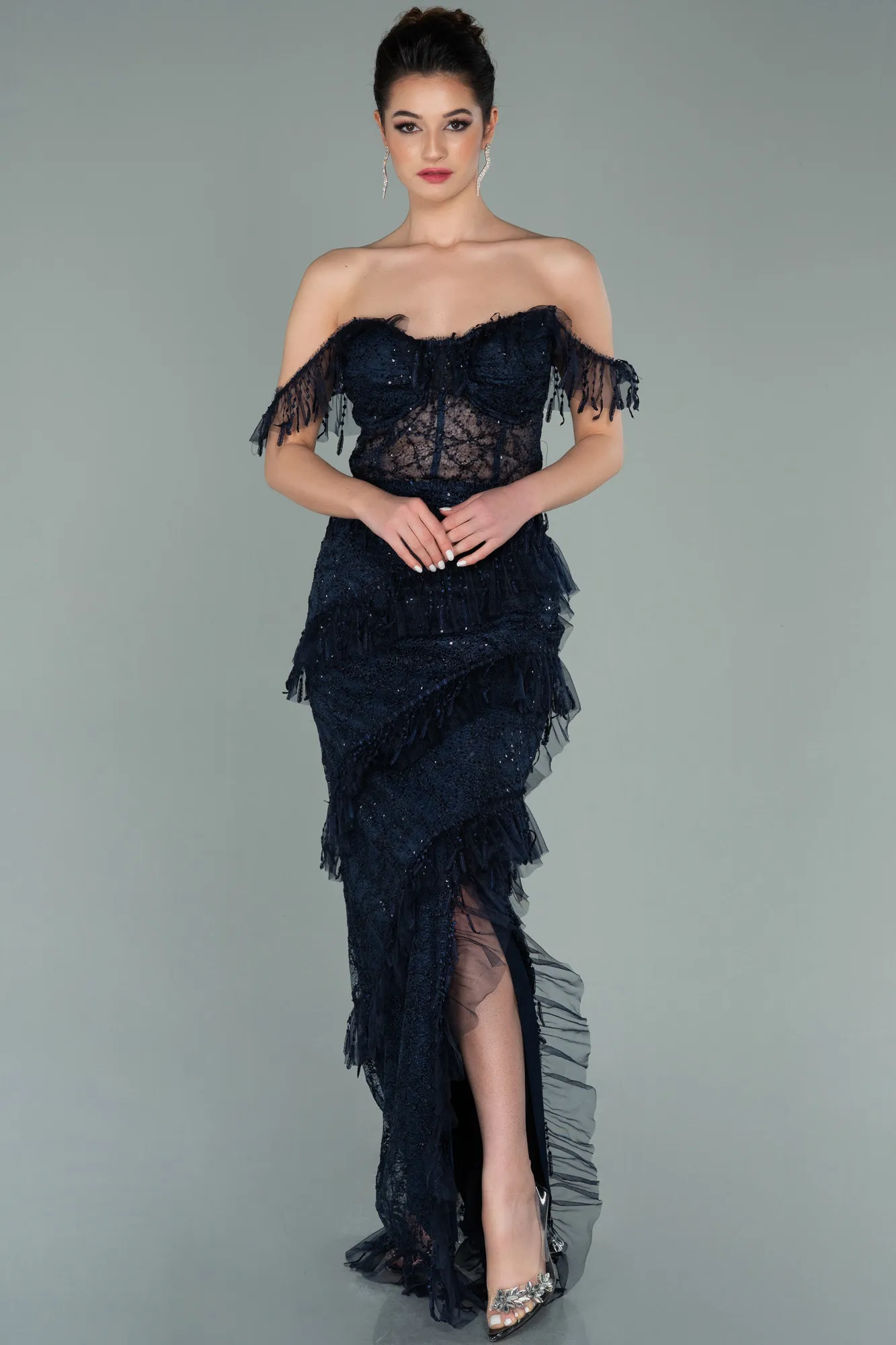 Navy Blue-Long Evening Dress ABU1596