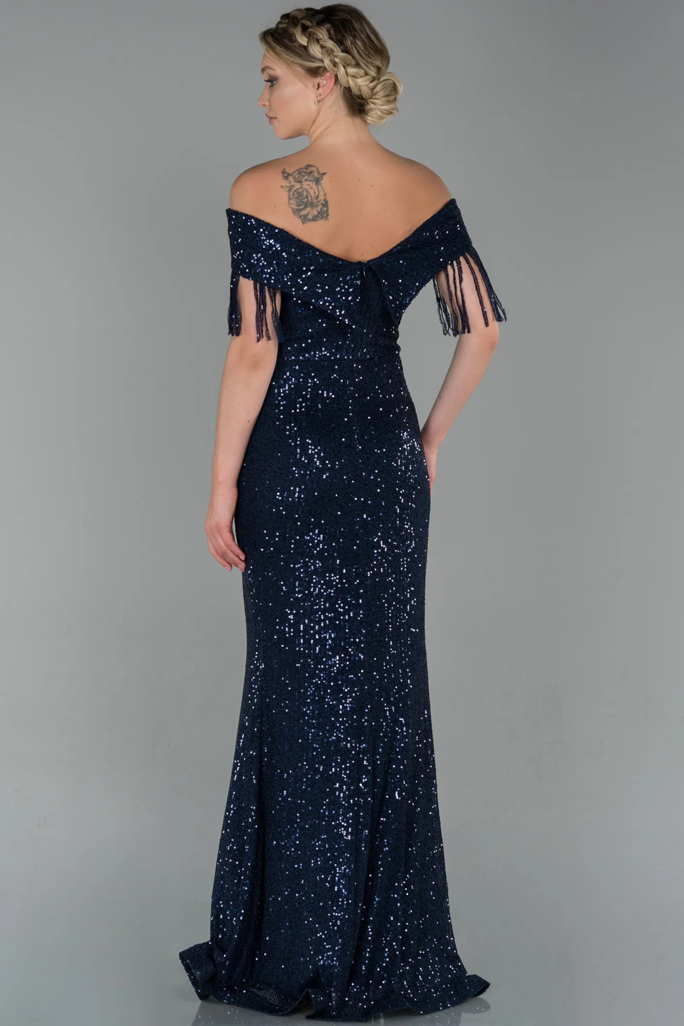 Navy Blue-Long Evening Dress ABU1744