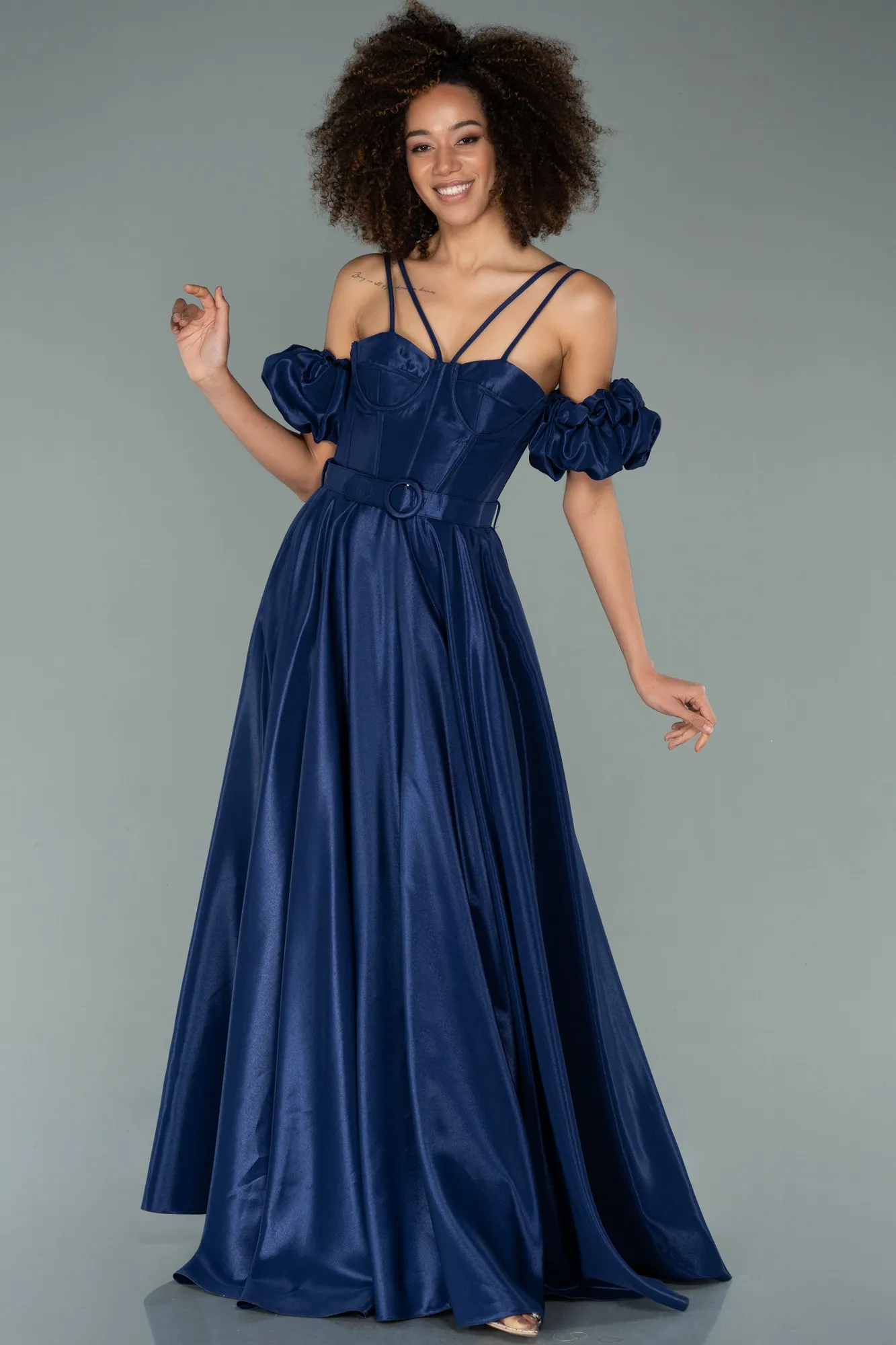Navy Blue-Long Evening Dress ABU2145