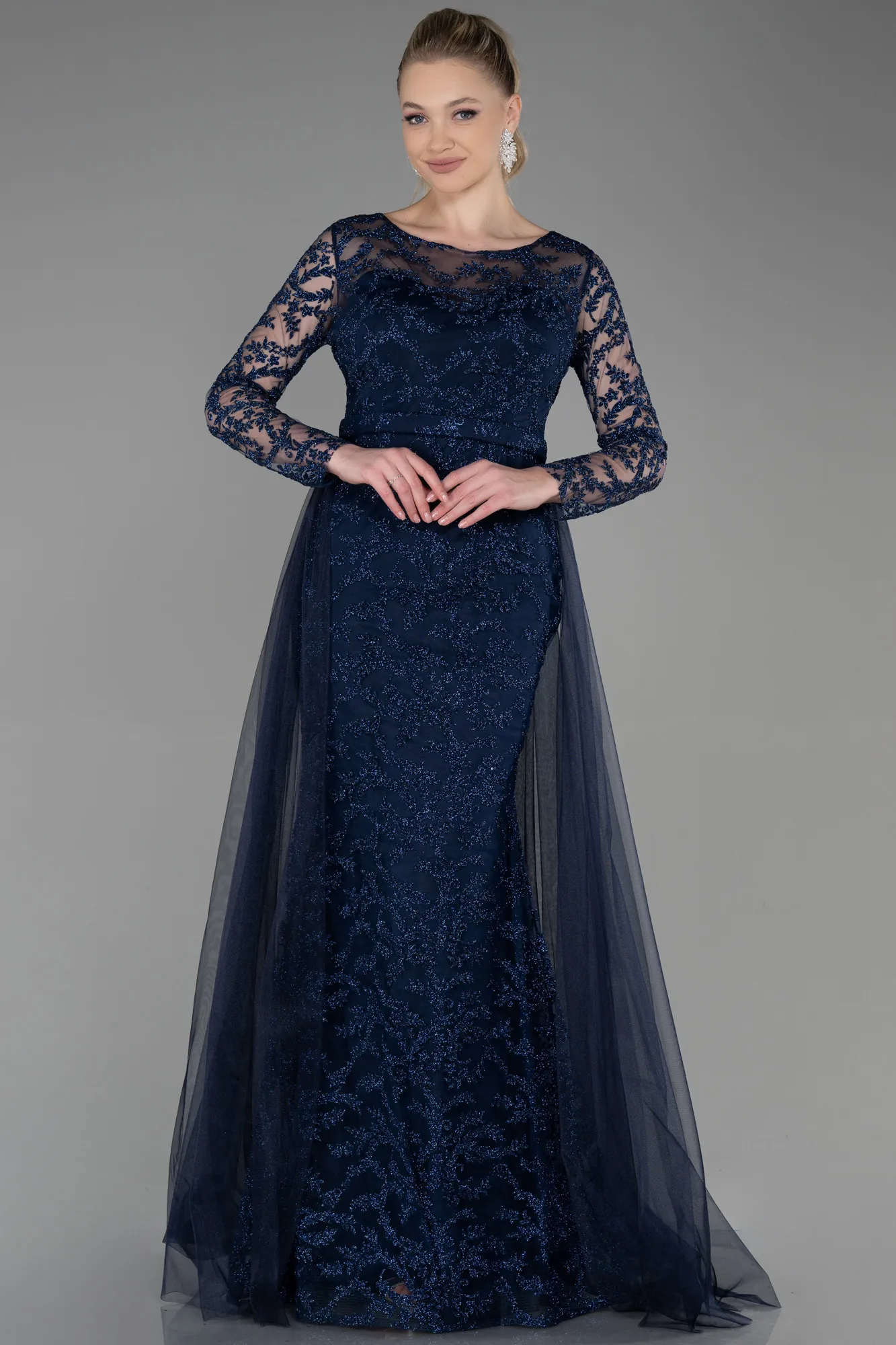 Navy Blue-Long Evening Dress ABU2237