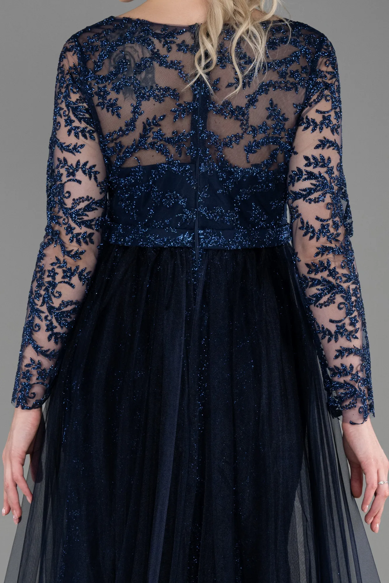 Navy Blue-Long Evening Dress ABU2237