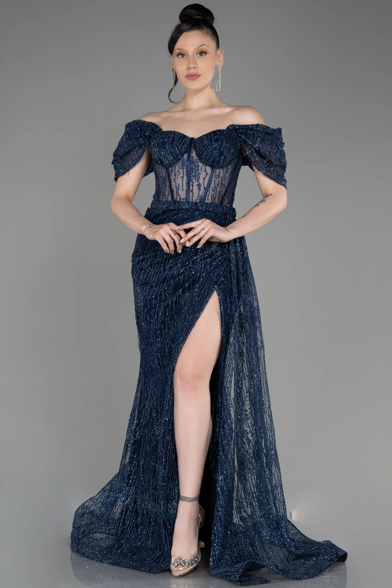 Navy Blue-Long Evening Dress ABU2706
