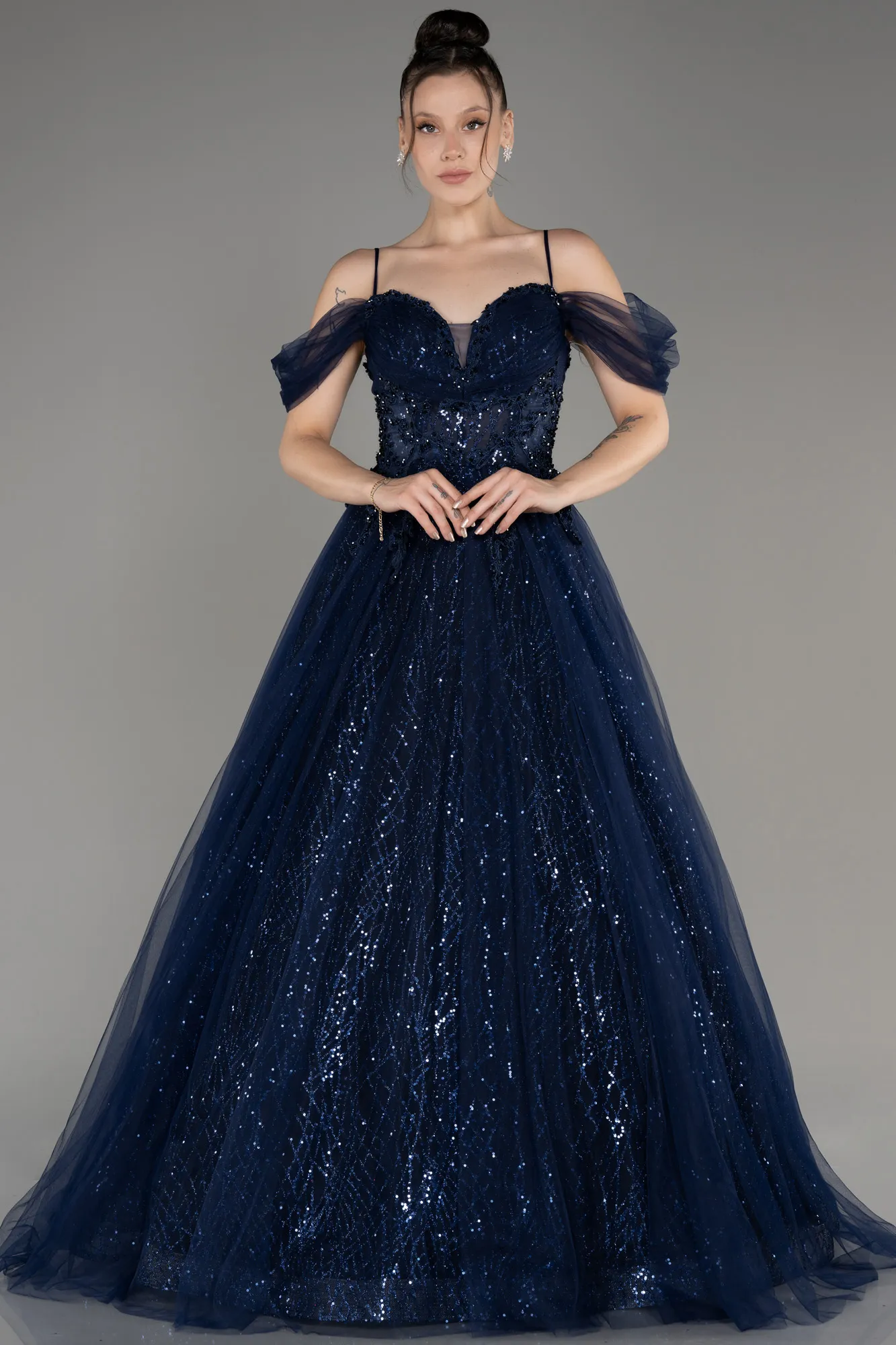Navy Blue-Long Evening Dress ABU2805