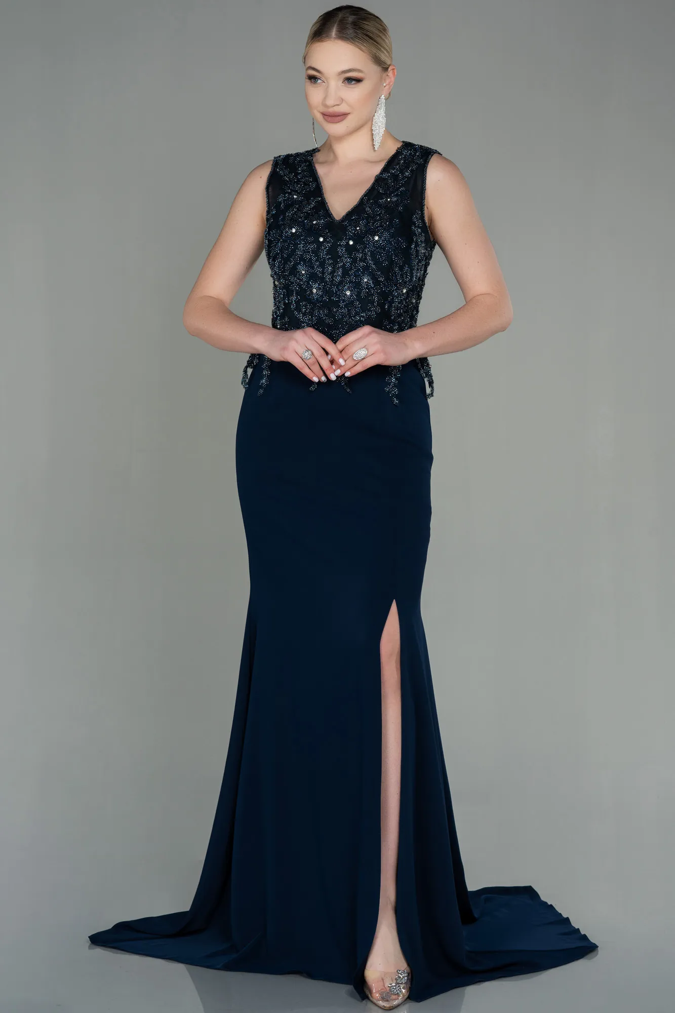 Navy Blue-Long Evening Dress ABU2950