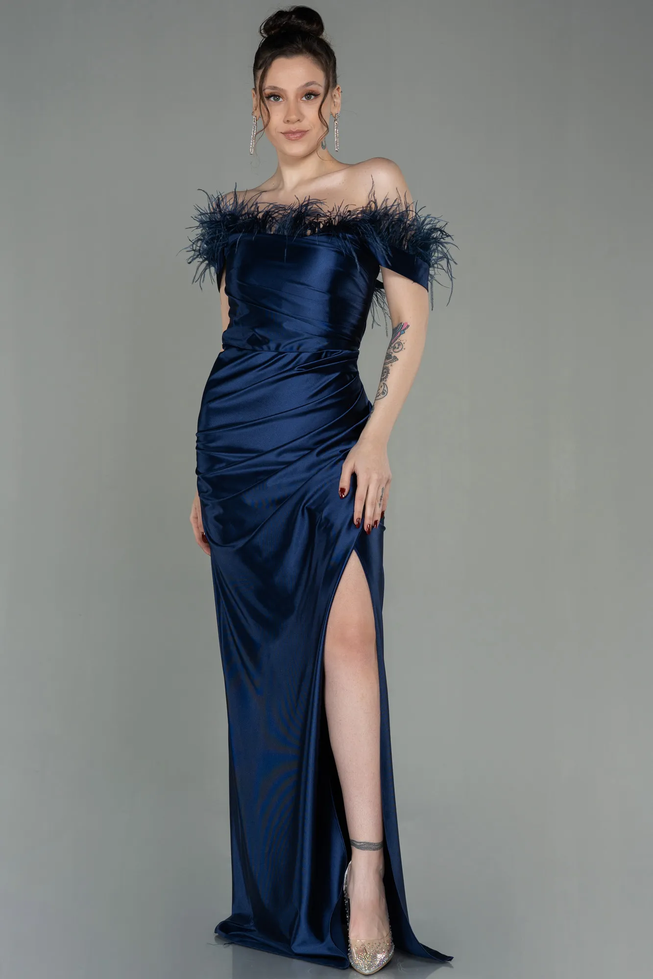 Navy Blue-Long Evening Dress ABU2957