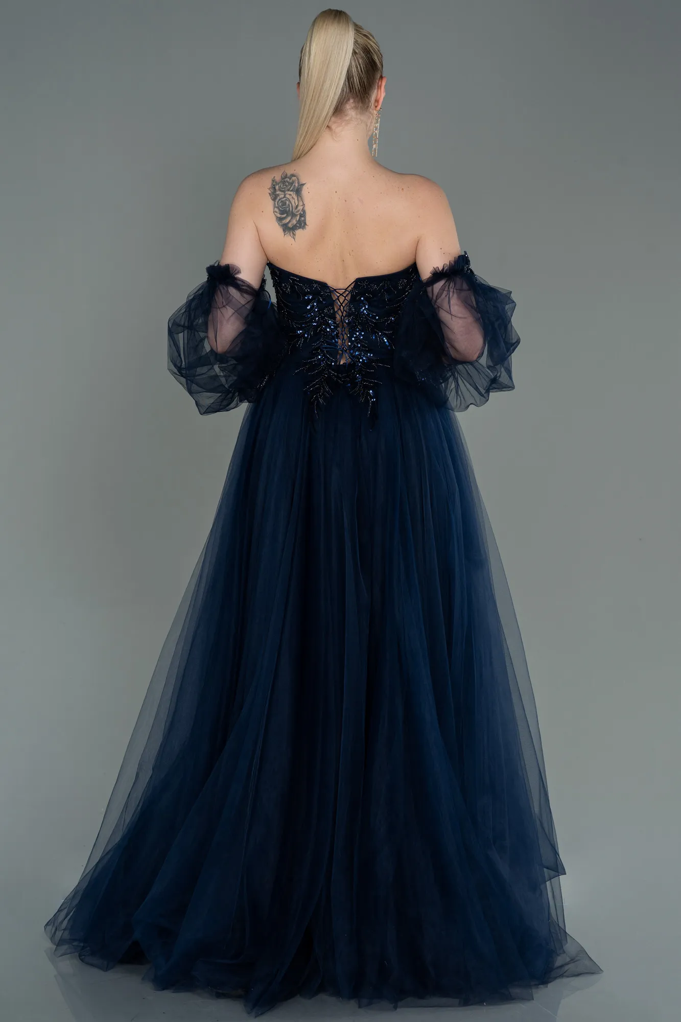 Navy Blue-Long Evening Dress ABU2989