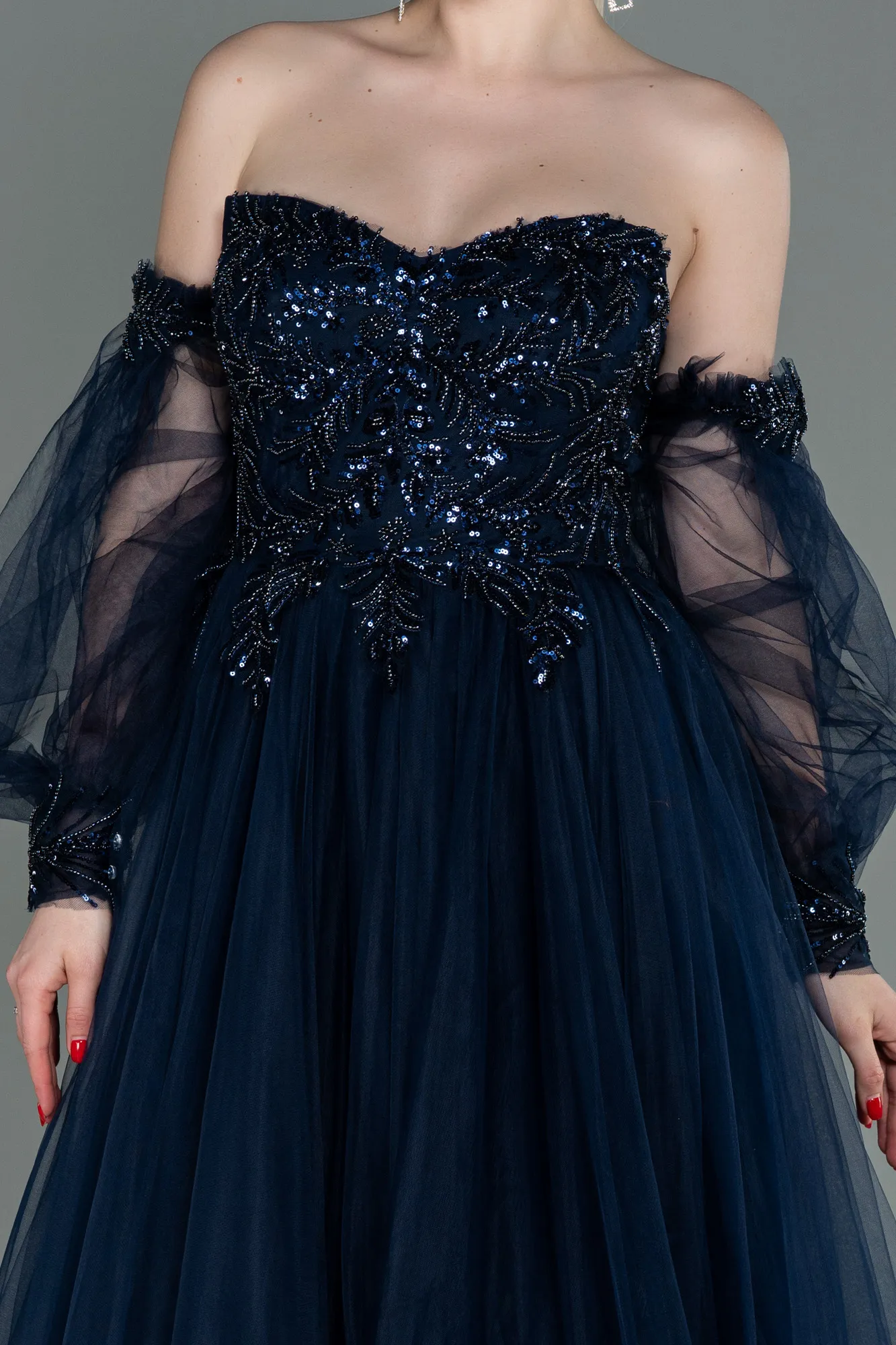 Navy Blue-Long Evening Dress ABU2989
