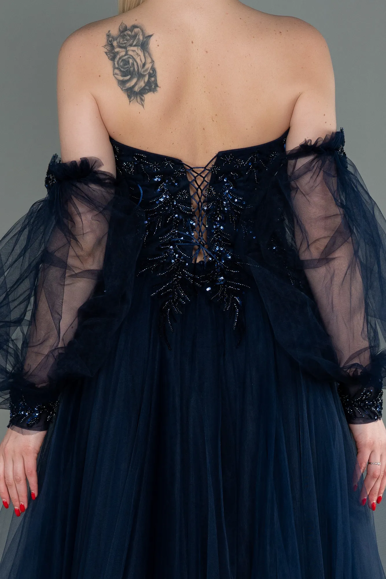 Navy Blue-Long Evening Dress ABU2989