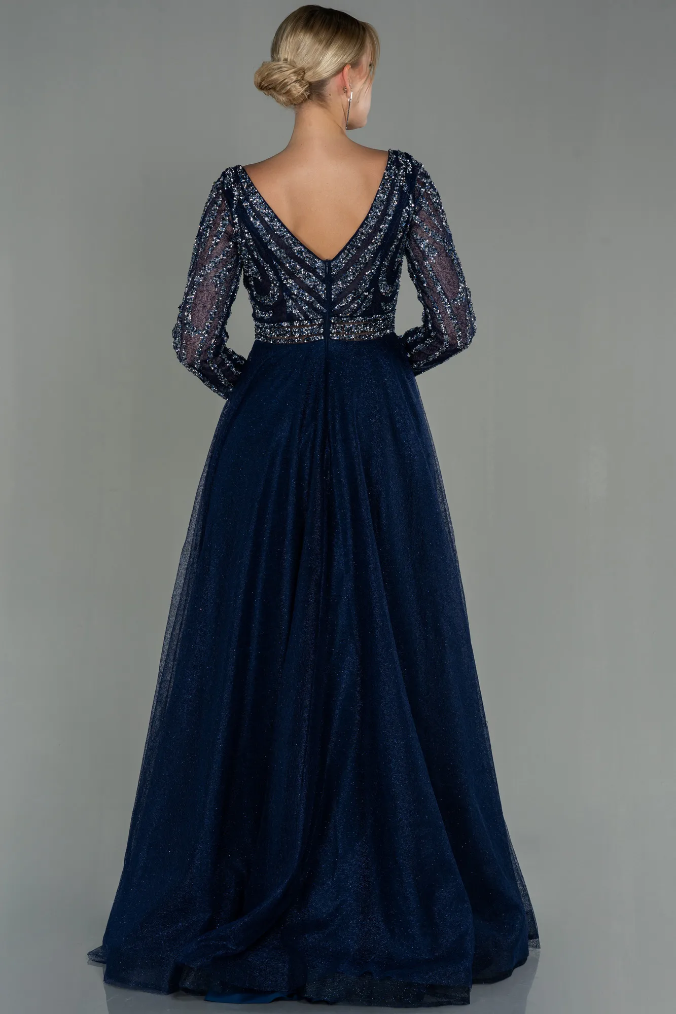 Navy Blue-Long Evening Dress ABU3052