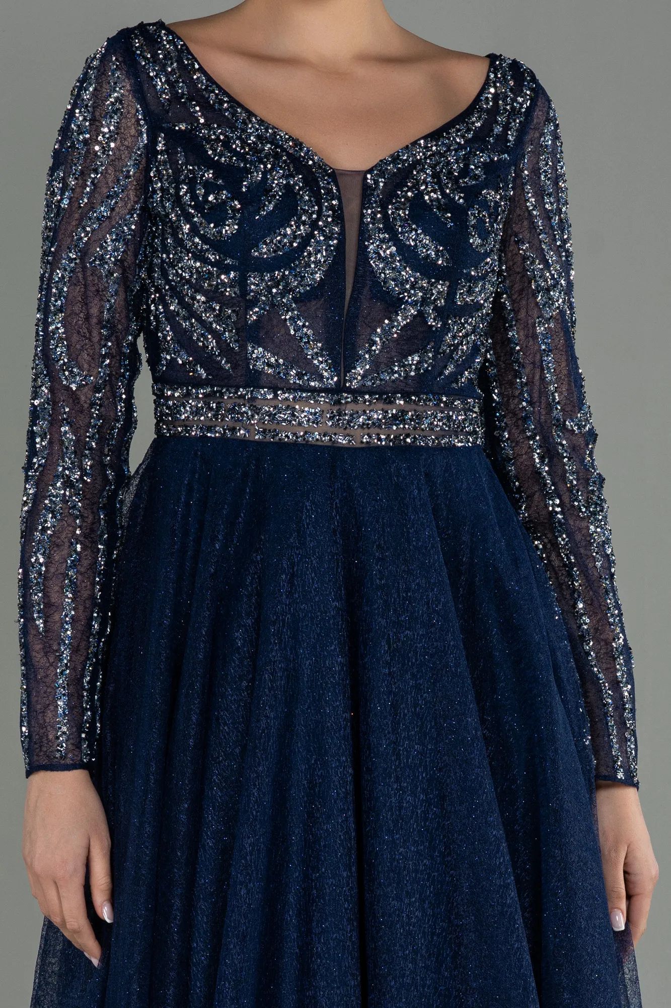 Navy Blue-Long Evening Dress ABU3052