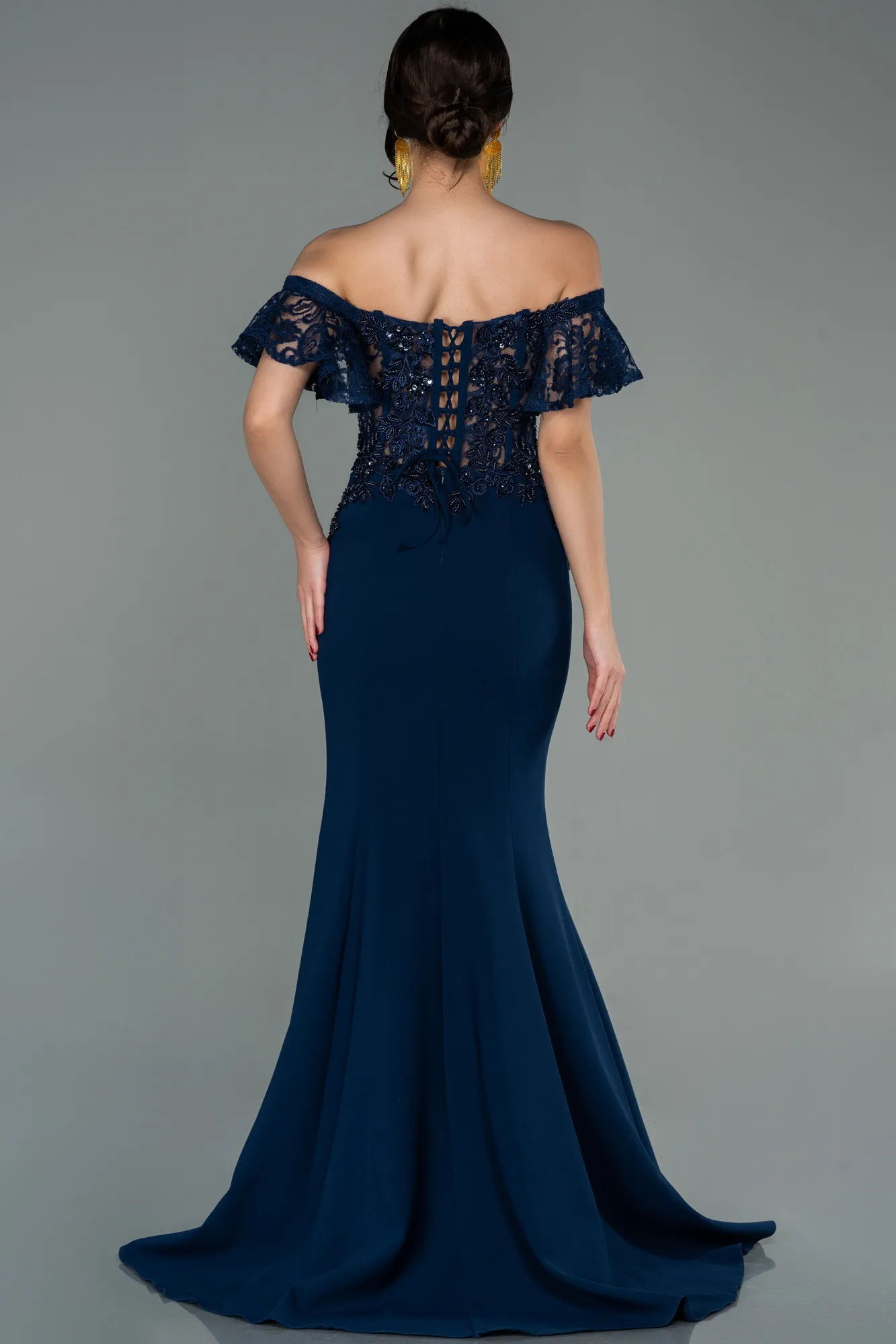 Navy Blue-Long Evening Dress ABU3077