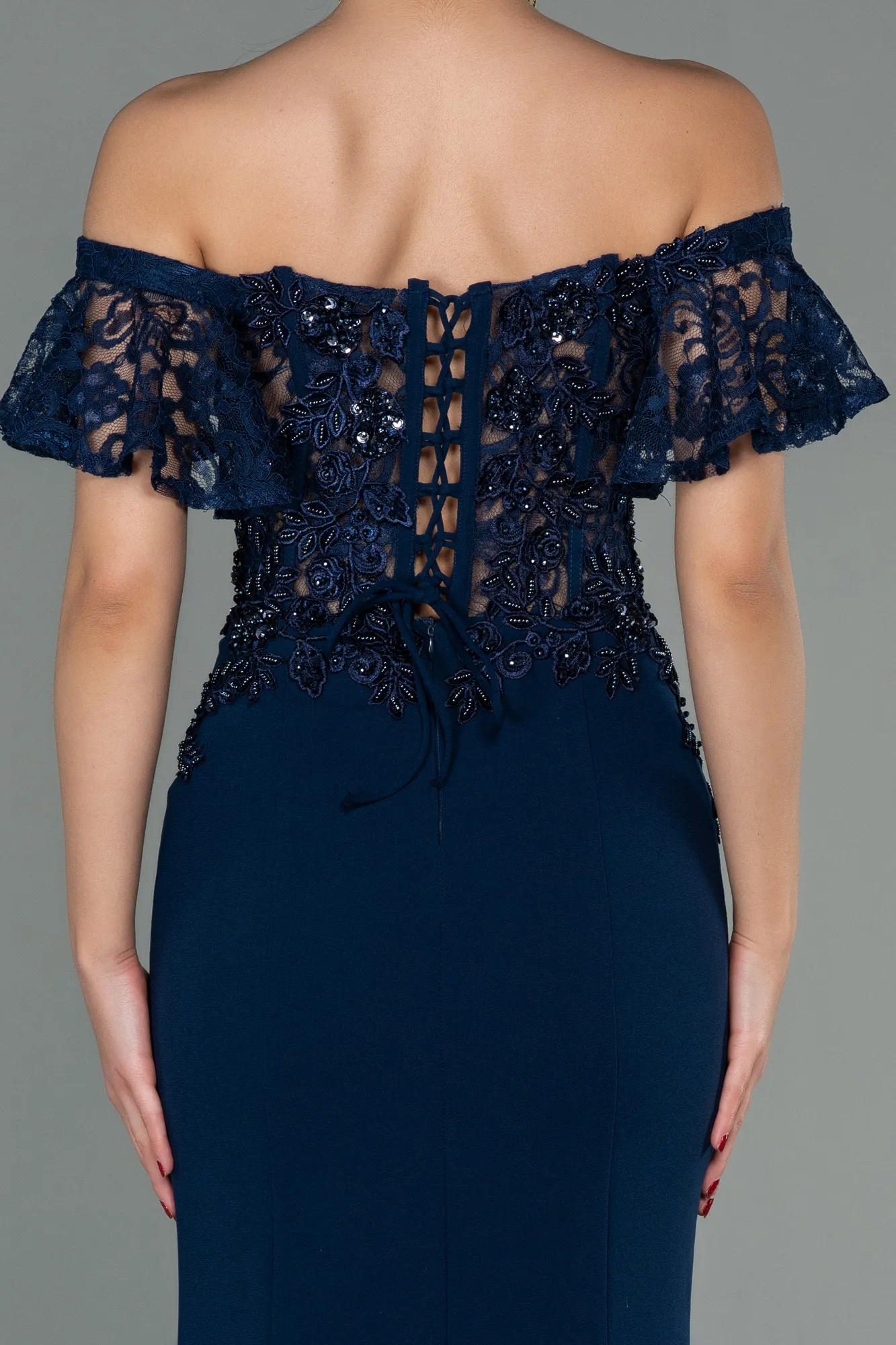 Navy Blue-Long Evening Dress ABU3077