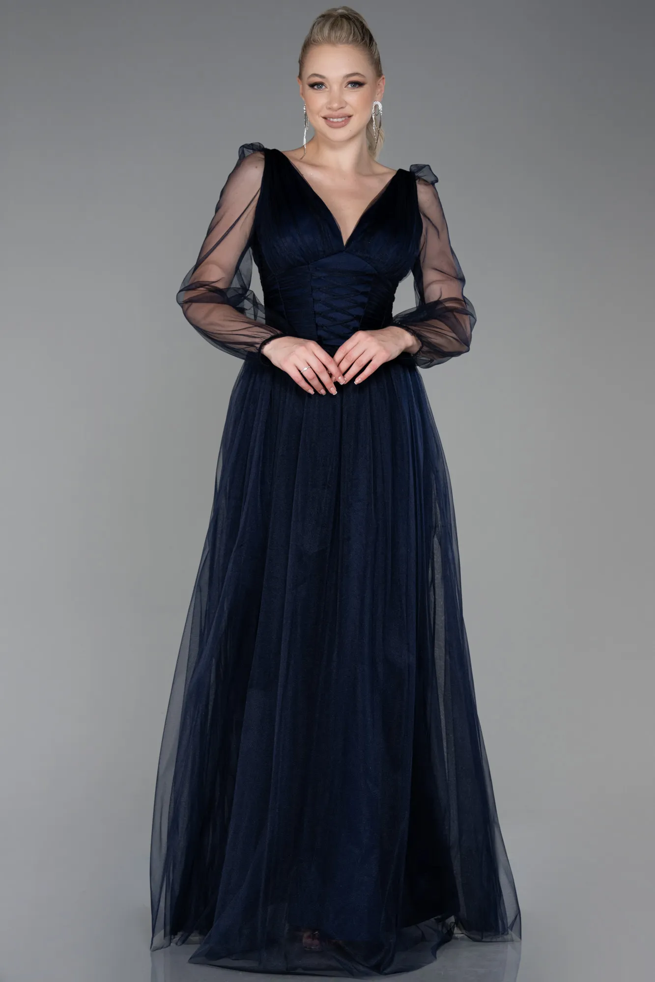Navy Blue-Long Evening Dress ABU3207