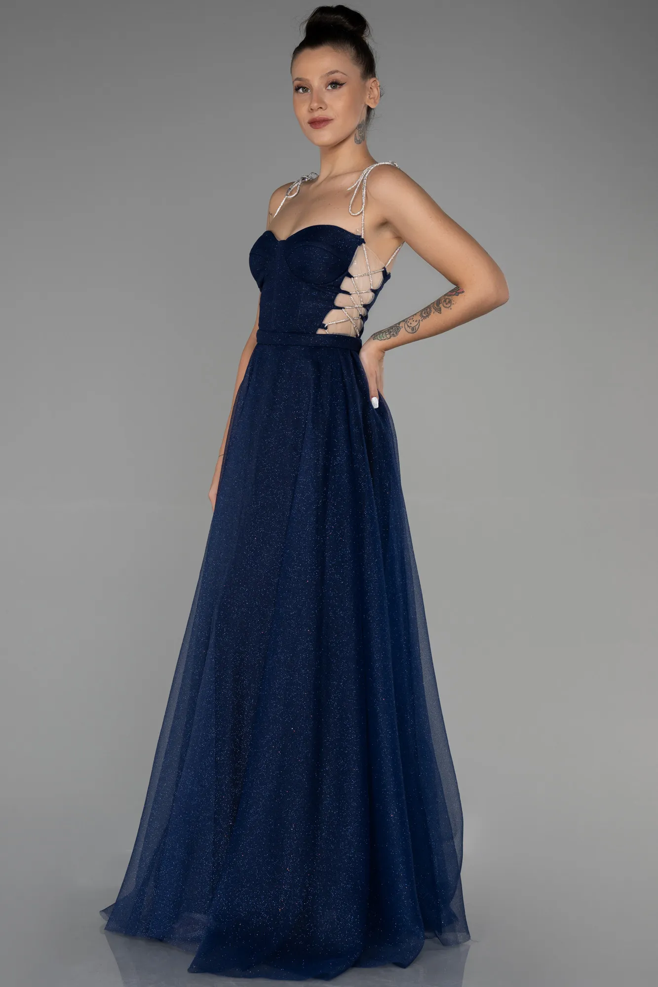 Navy Blue-Long Evening Dress ABU3311