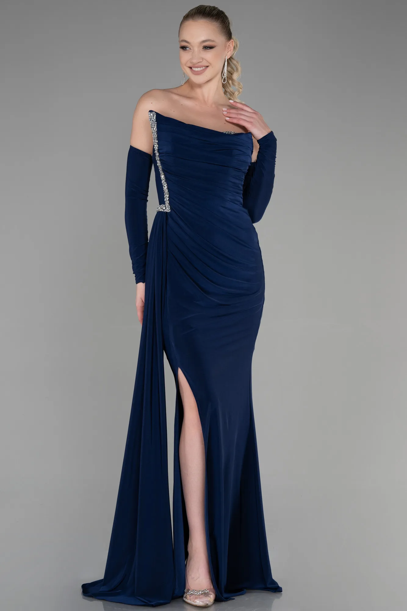 Navy Blue-Long Evening Dress ABU3342