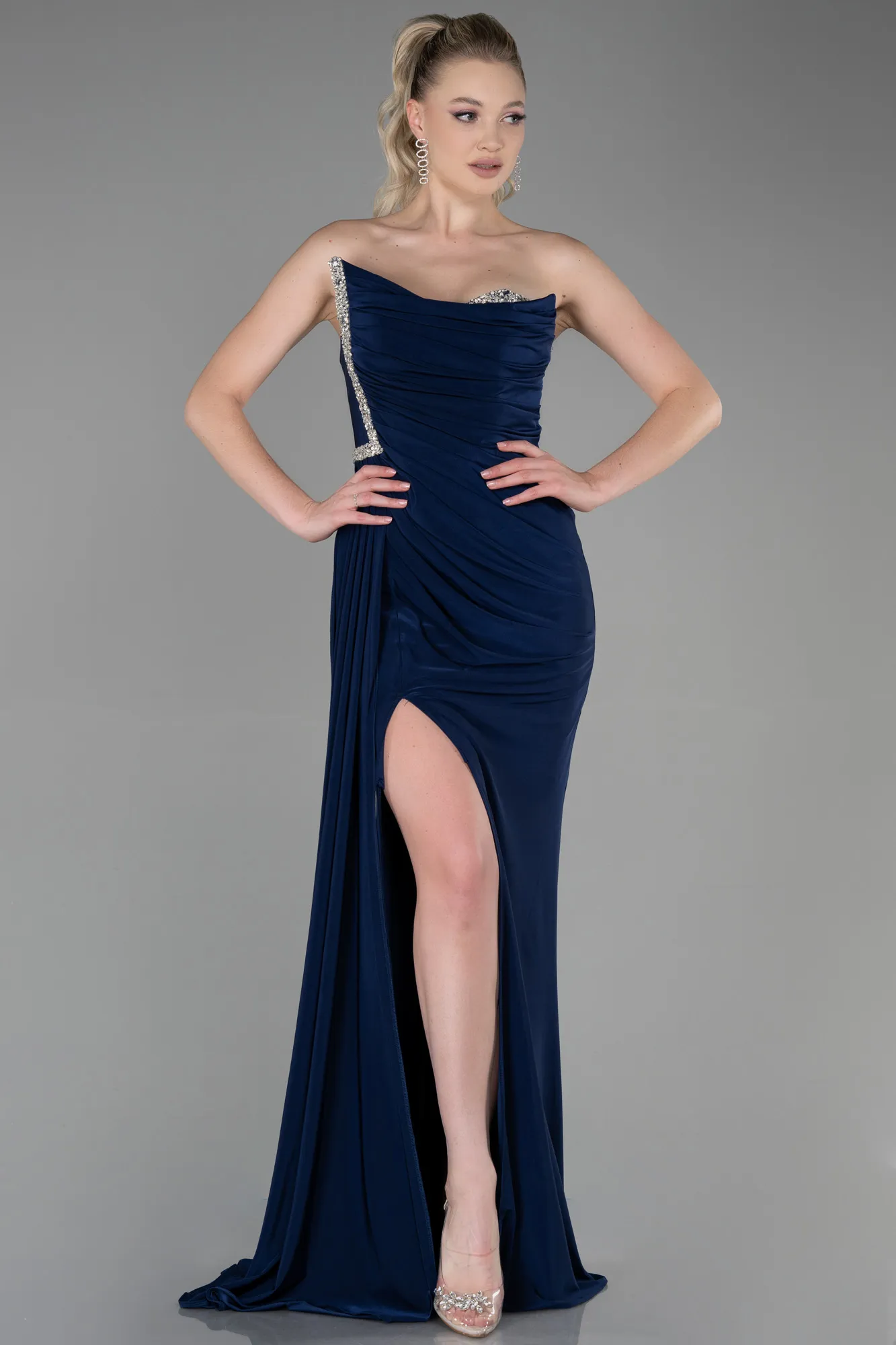 Navy Blue-Long Evening Dress ABU3342