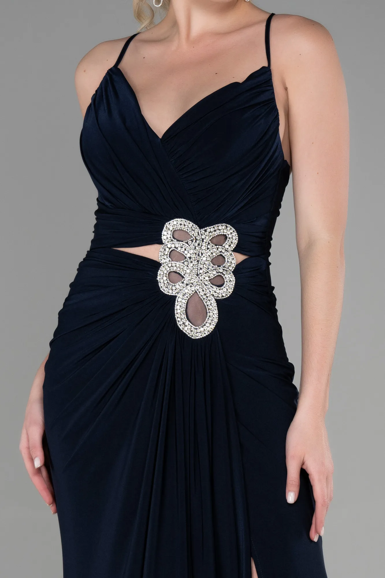 Navy Blue-Long Evening Dress ABU3363
